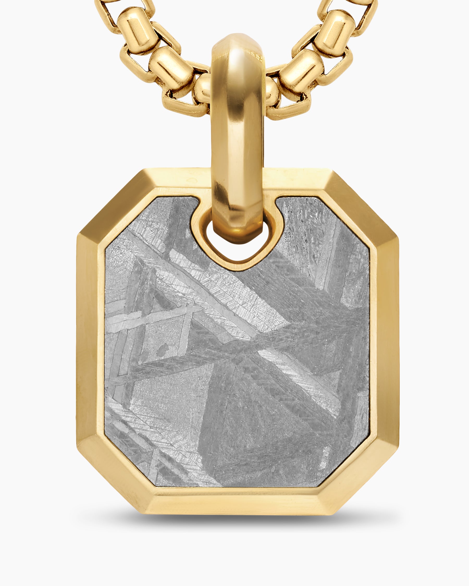Octagonal Amulet in 18K Yellow Gold with Meteorite, 15mm - Image 5