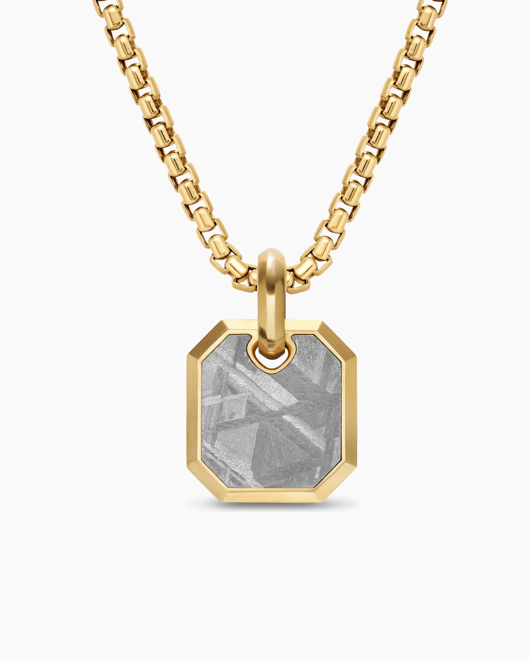 Octagonal Amulet in 18K Yellow Gold with Meteorite, 15mm