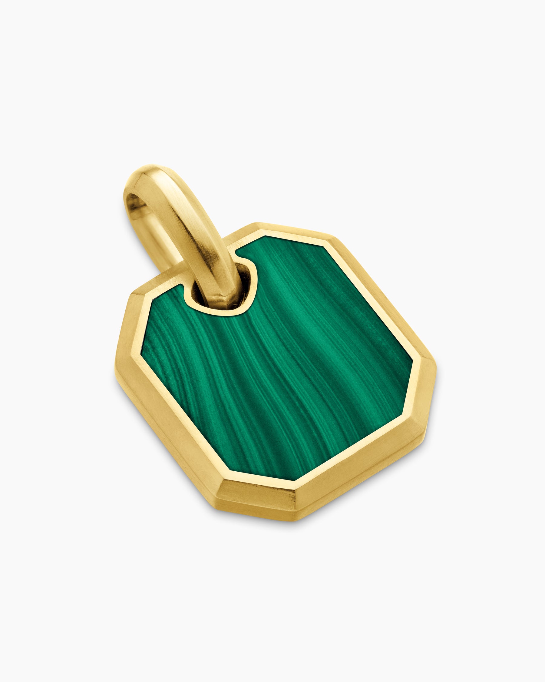 Octagonal Amulet in 18K Yellow Gold with Malachite, 15mm - Image 3