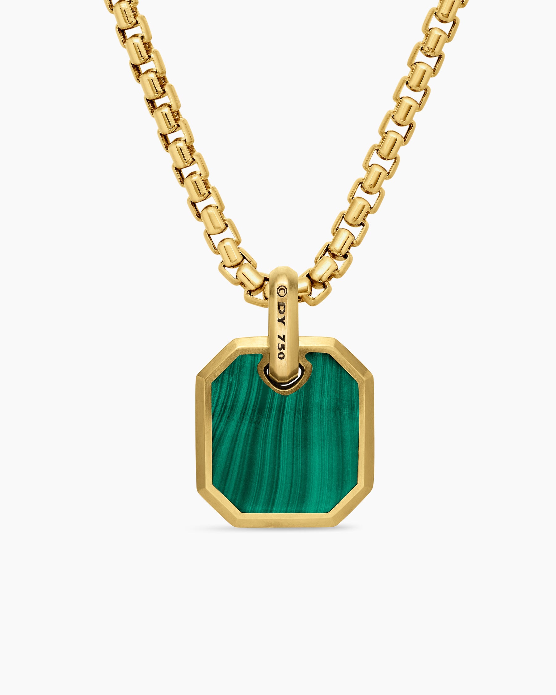 Octagonal Amulet in 18K Yellow Gold with Malachite, 15mm - Image 4