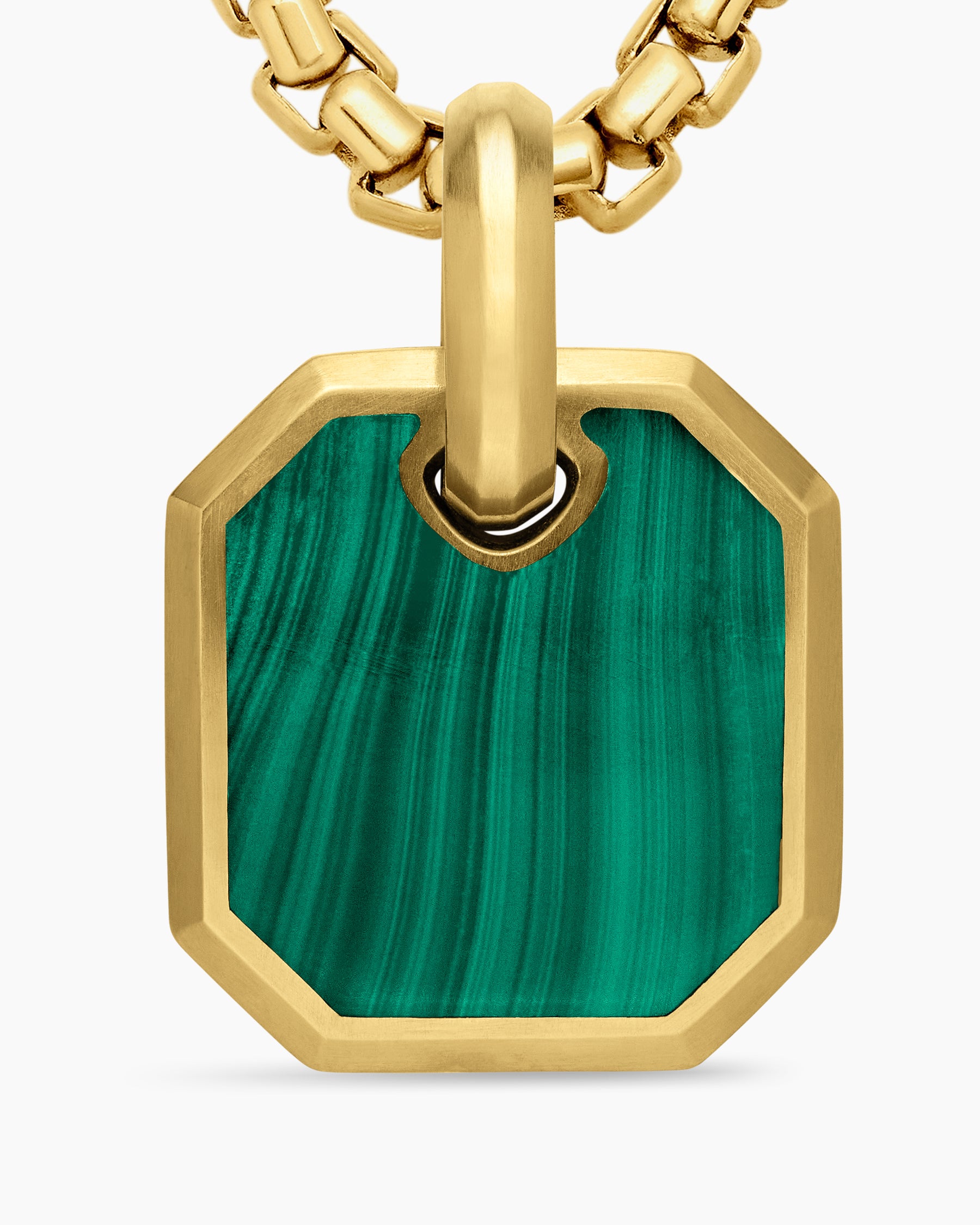 Octagonal Amulet in 18K Yellow Gold with Malachite, 15mm - Image 5