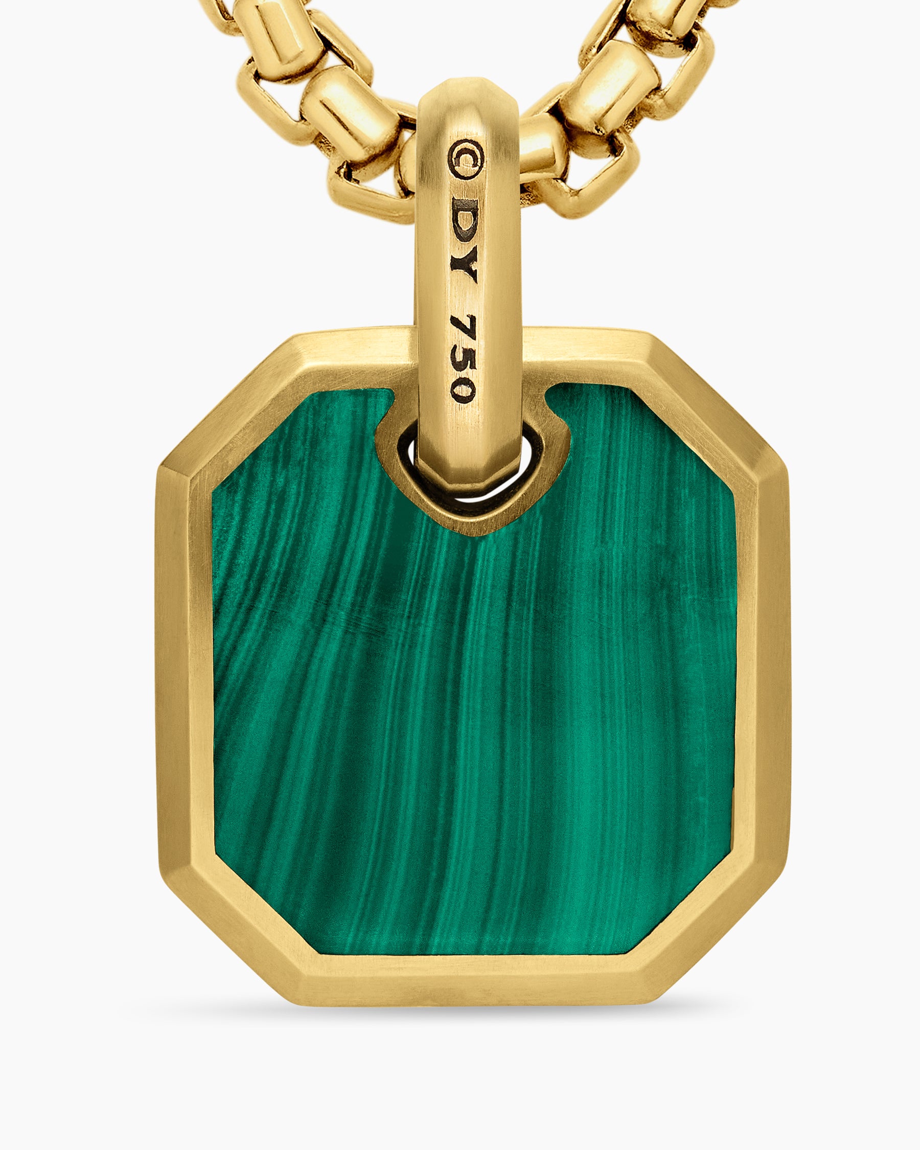 Octagonal Amulet in 18K Yellow Gold with Malachite, 15mm - Image 6