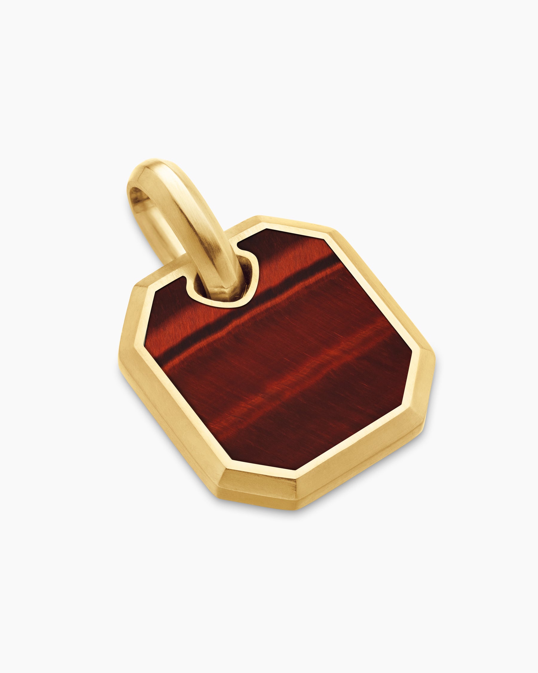 Octagonal Amulet in 18K Yellow Gold with Red Tiger's Eye, 15mm - Image 3
