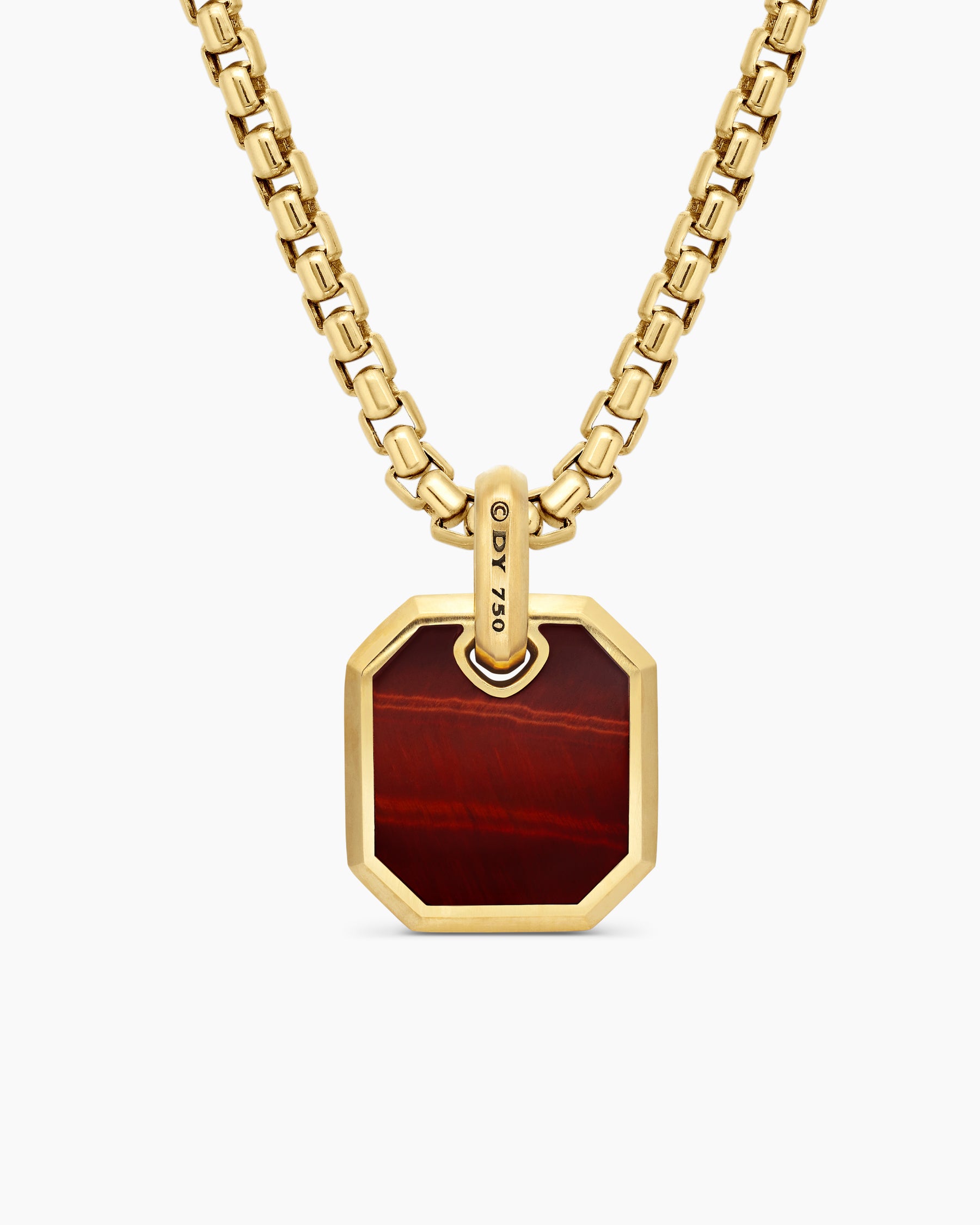 Octagonal Amulet in 18K Yellow Gold with Red Tiger's Eye, 15mm - Image 4