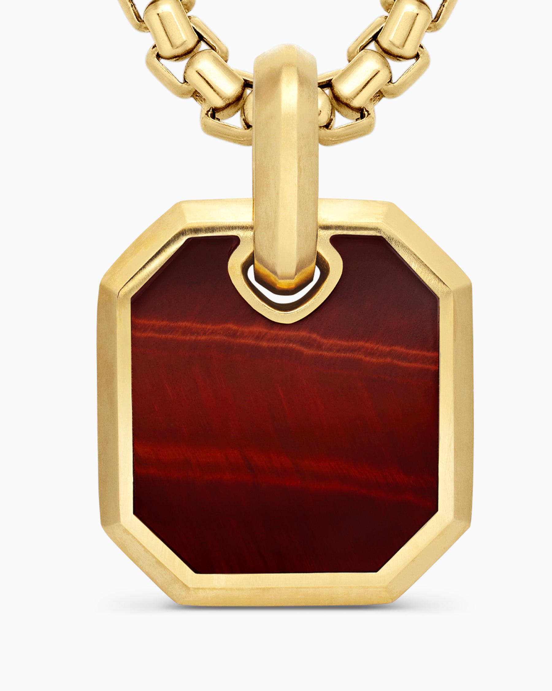 Octagonal Amulet in 18K Yellow Gold with Red Tiger's Eye, 15mm - Image 5
