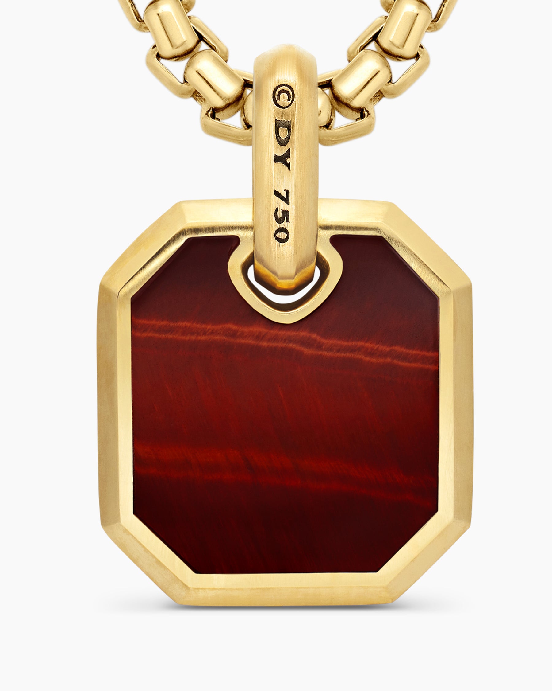 Octagonal Amulet in 18K Yellow Gold with Red Tiger's Eye, 15mm - Image 6