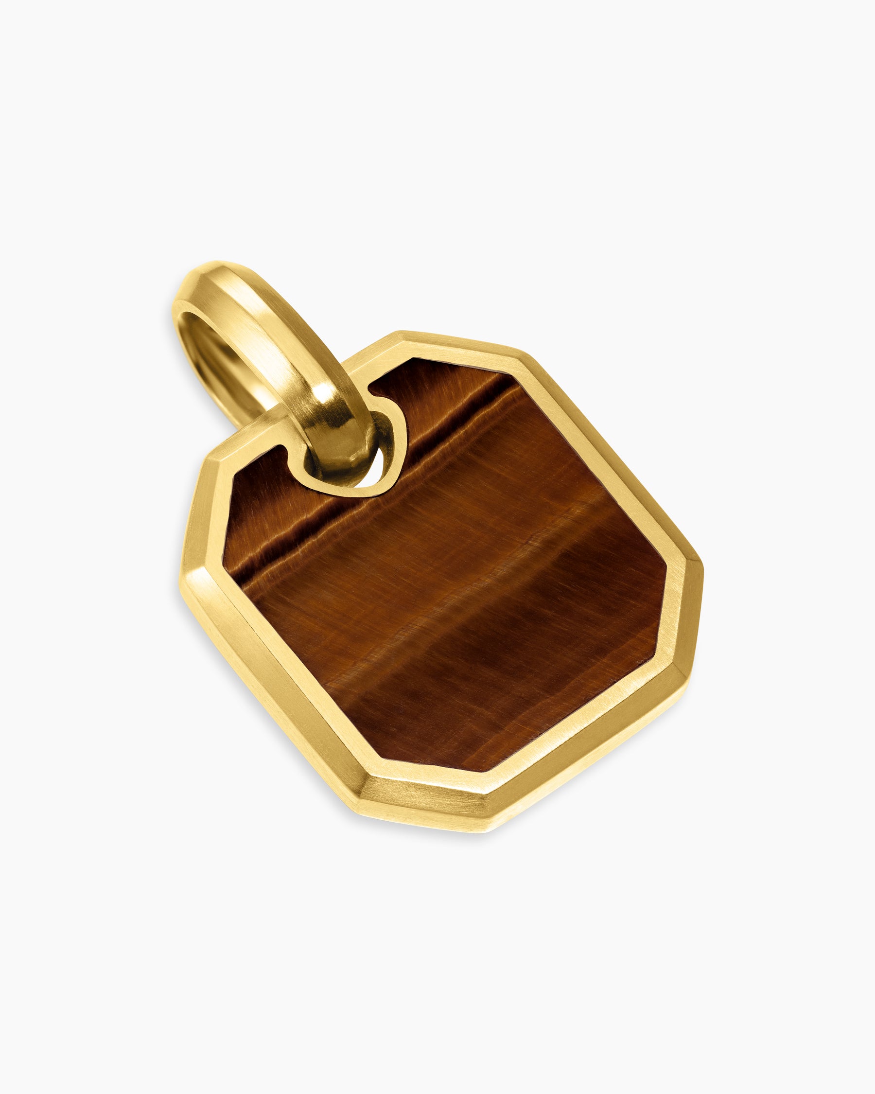 Octagonal Amulet in 18K Yellow Gold with Tiger's Eye, 15mm - Image 3