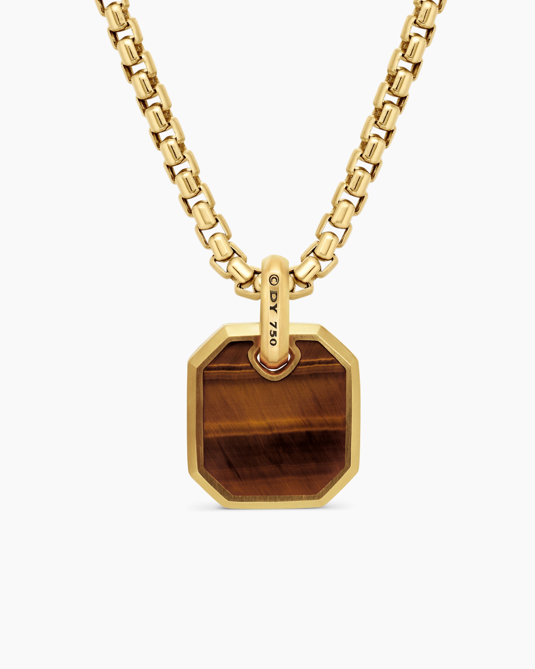 Octagonal Amulet in 18K Yellow Gold with Tiger's Eye, 15mm - Image 4