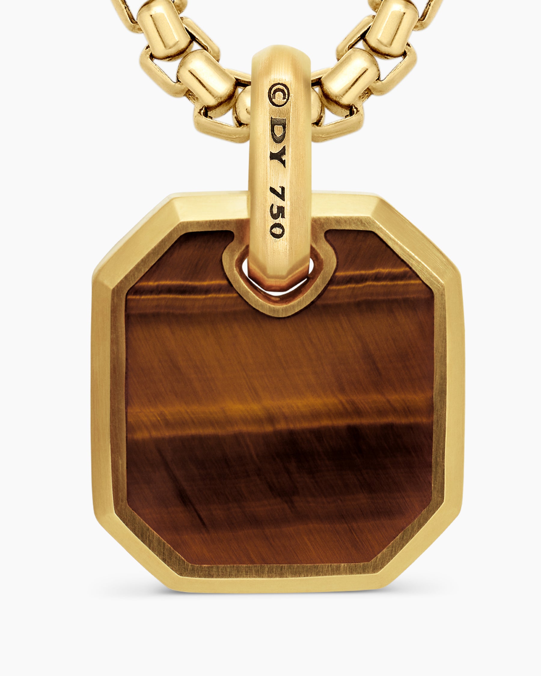 Octagonal Amulet in 18K Yellow Gold with Tiger's Eye, 15mm - Image 6