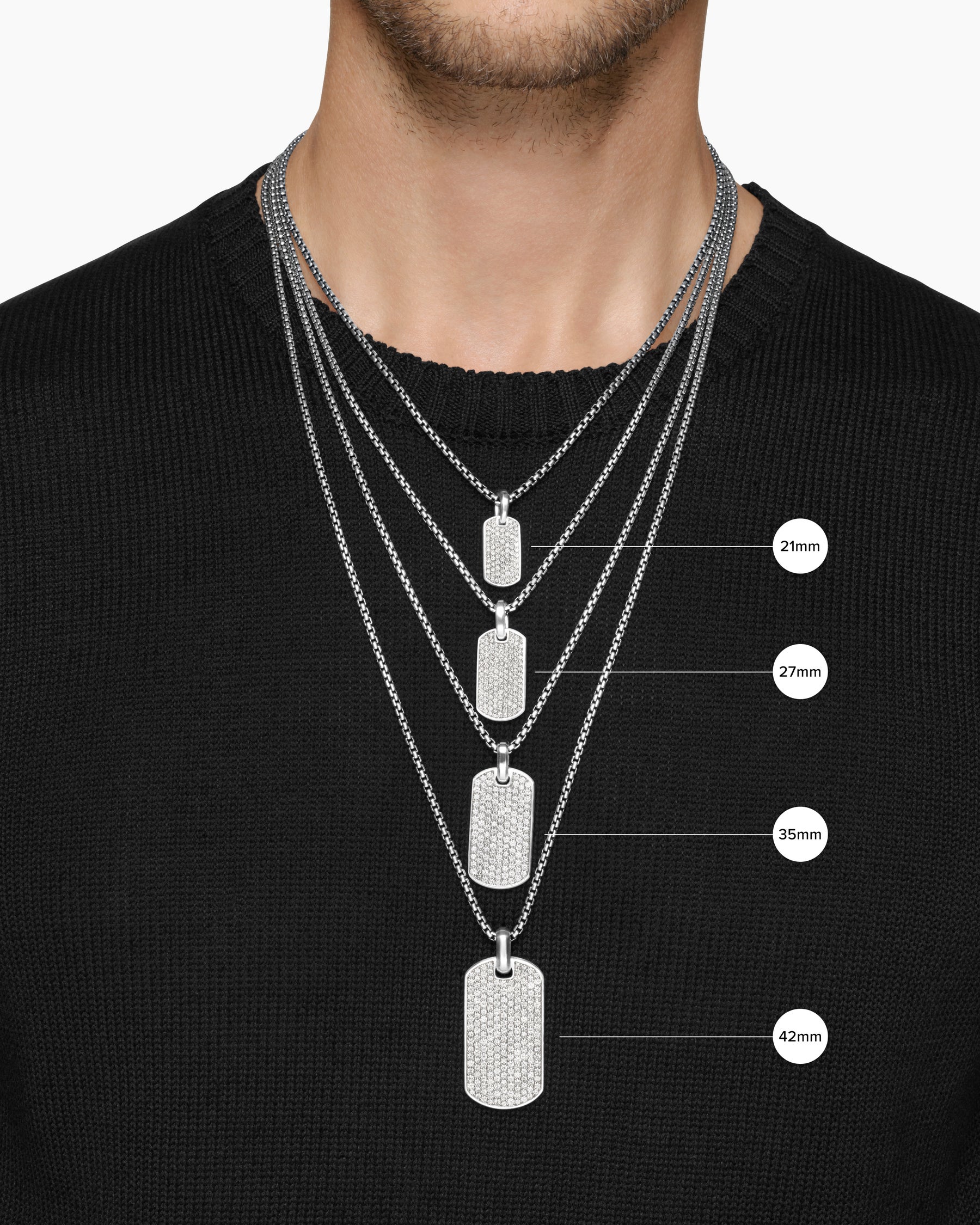 Chevron Tag in Sterling Silver, 35mm - Image 8