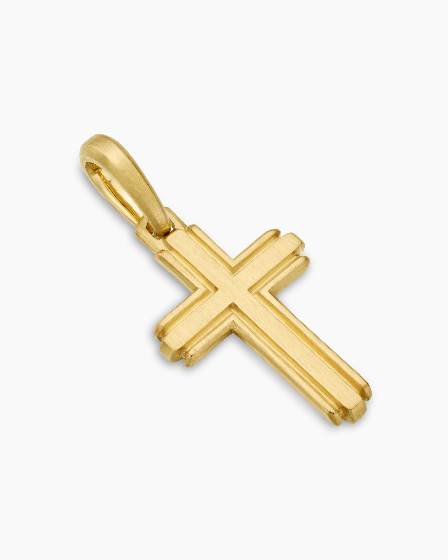 Deco Cross Pendant in 18K Yellow Gold, 27mm - Image 3