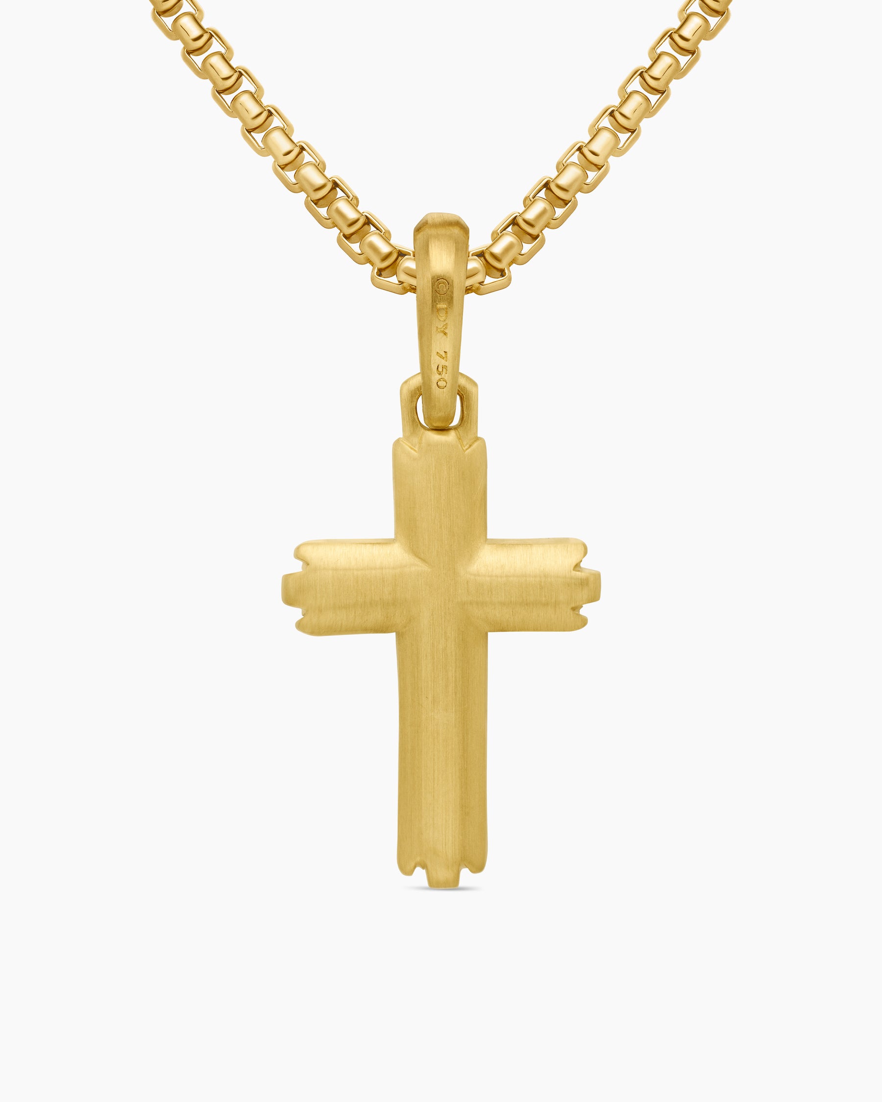 Deco Cross Pendant in 18K Yellow Gold, 27mm - Image 4