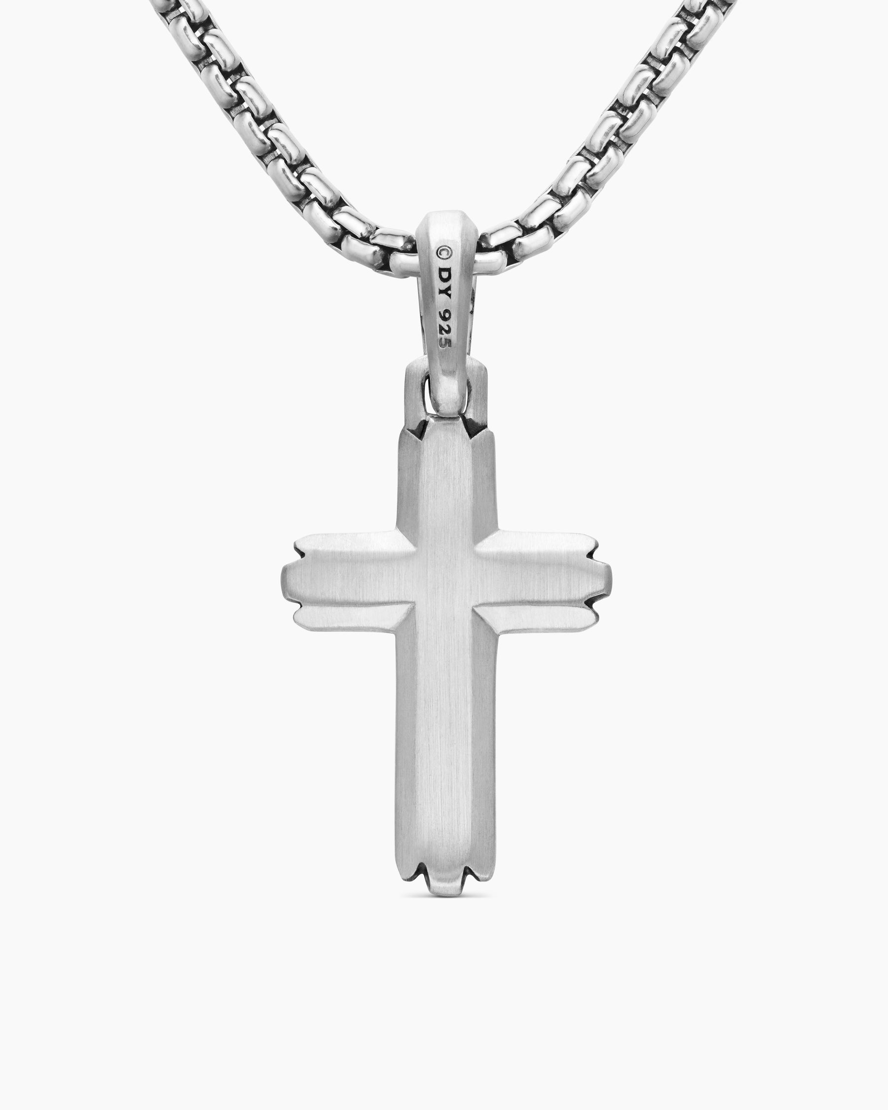 Deco Cross Pendant in Sterling Silver, 27mm - Image 4