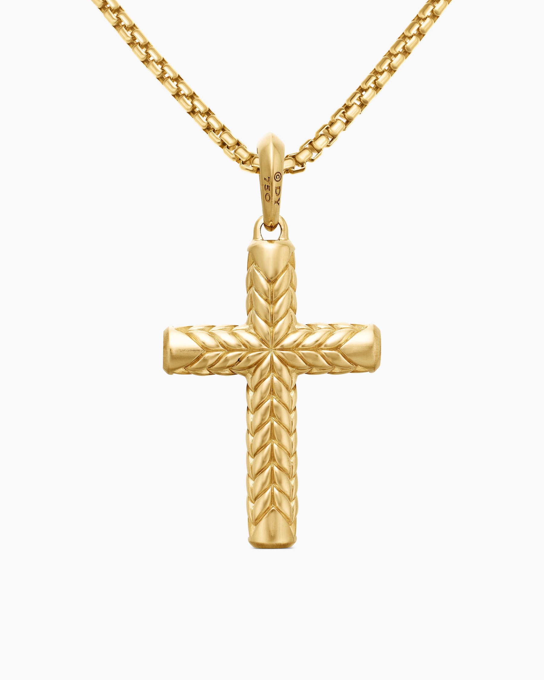 Chevron Cross Pendant in 18K Yellow Gold with Diamonds, 36mm - Image 4