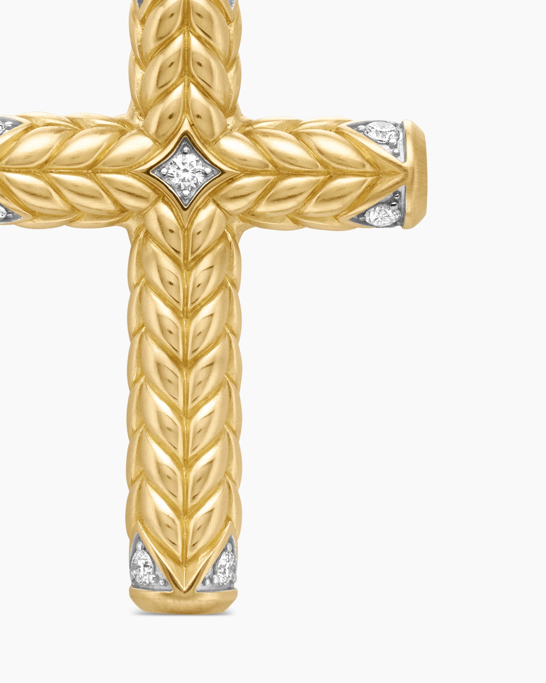 Chevron Cross Pendant in 18K Yellow Gold with Diamonds, 36mm - Image 5