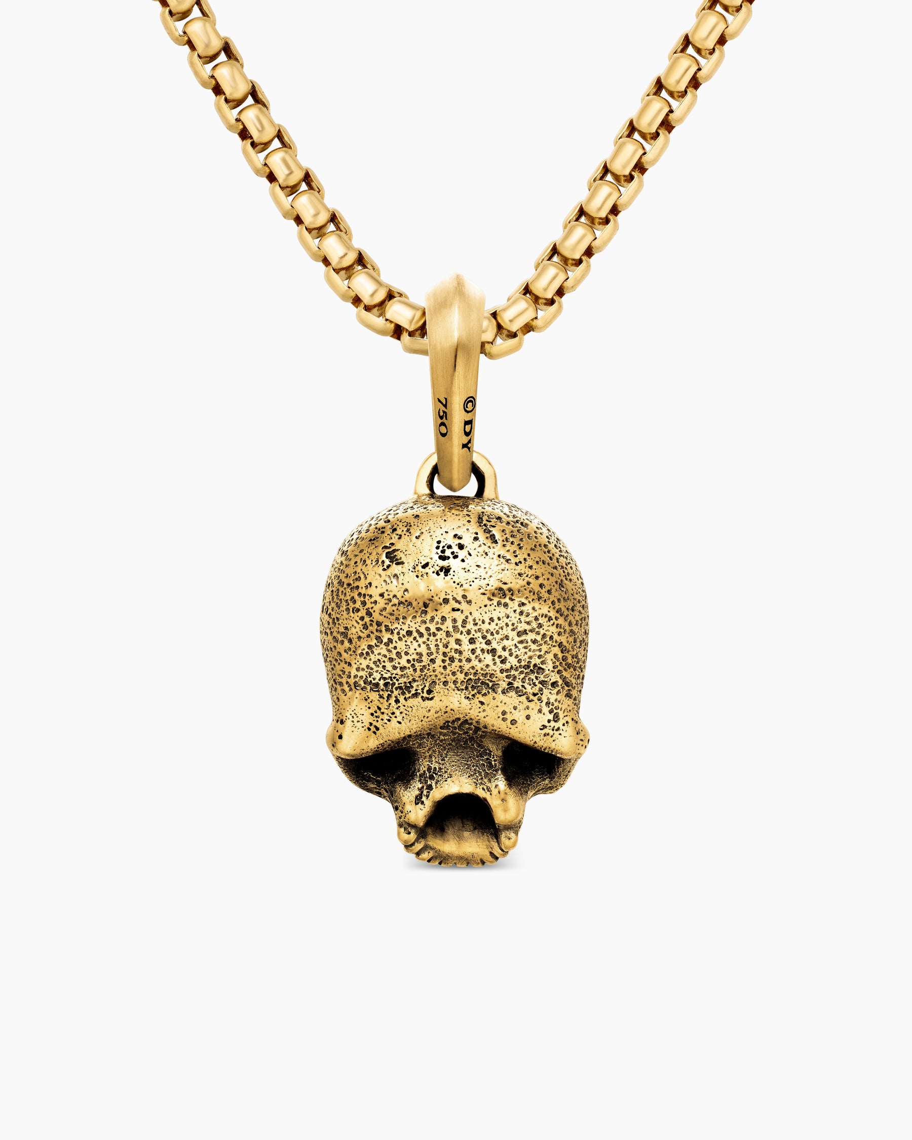 Memento Mori Skull Amulet in 18K Yellow Gold with Pavé Black Diamonds, 18mm - Image 4