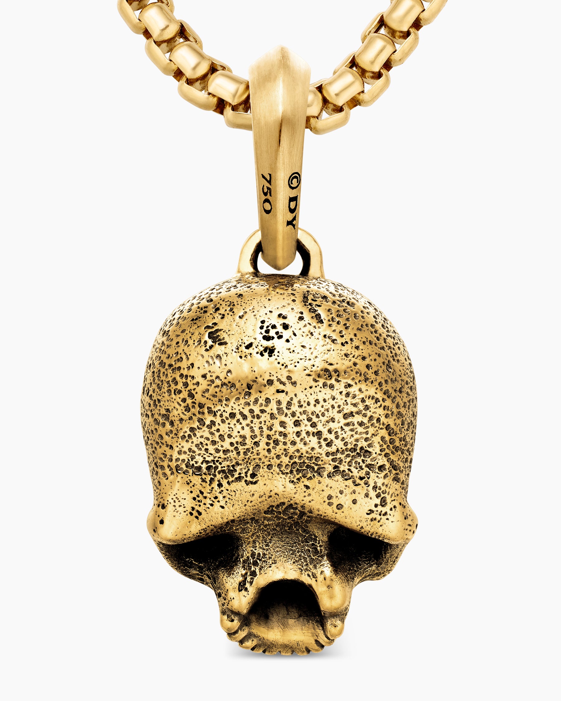 Memento Mori Skull Amulet in 18K Yellow Gold with Pavé Black Diamonds, 18mm - Image 6