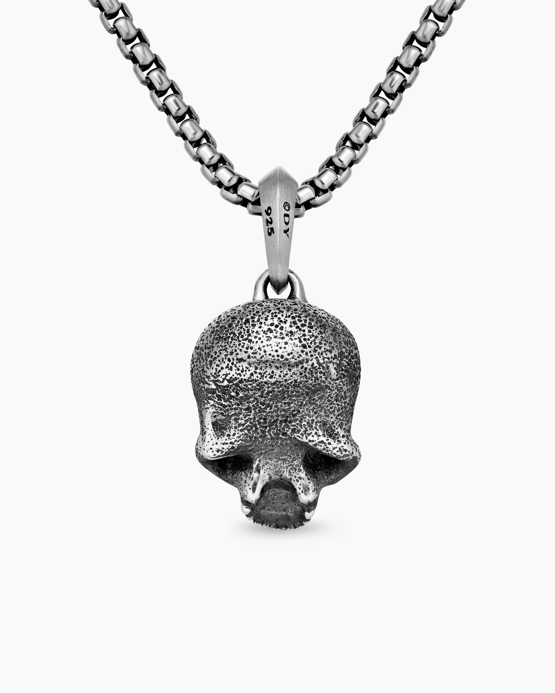 Memento Mori Skull Amulet in Sterling Silver with Pavé Black Diamonds, 18mm - Image 4