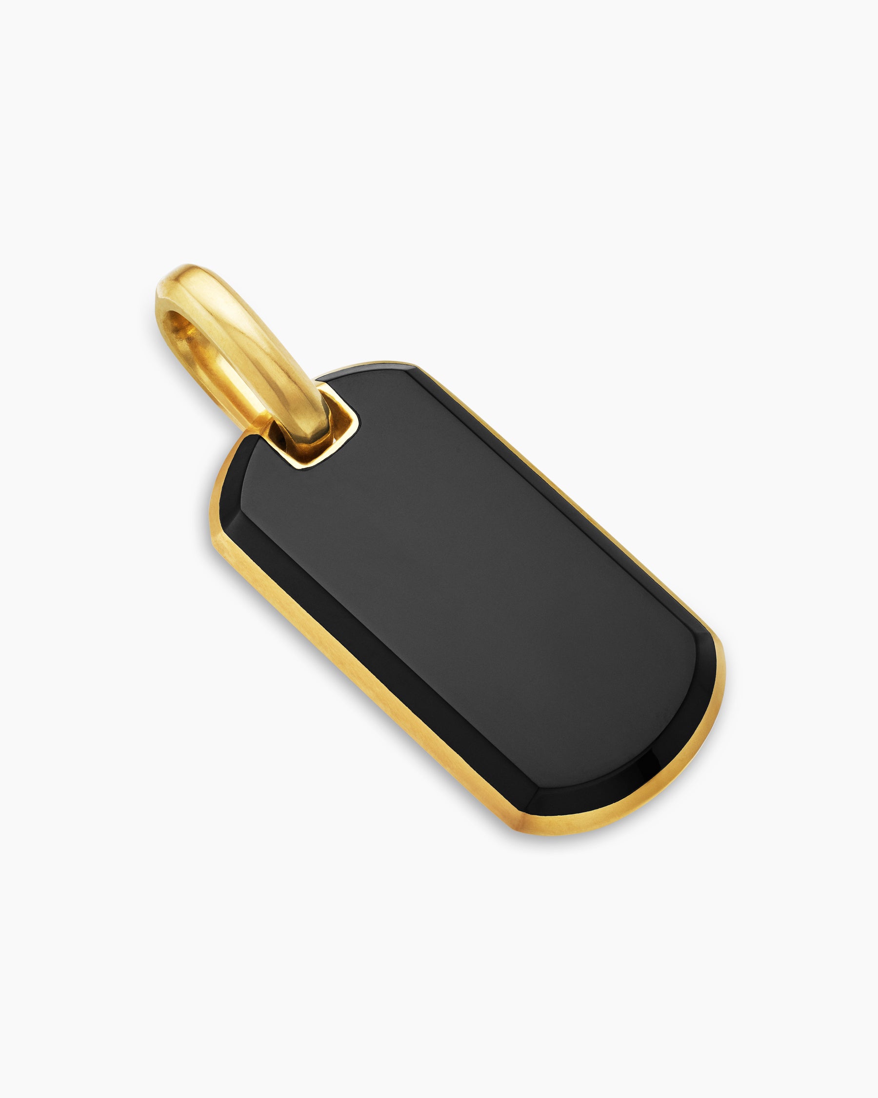 Chevron Tag in 18K Yellow Gold with Black Onyx, 27mm - Image 3