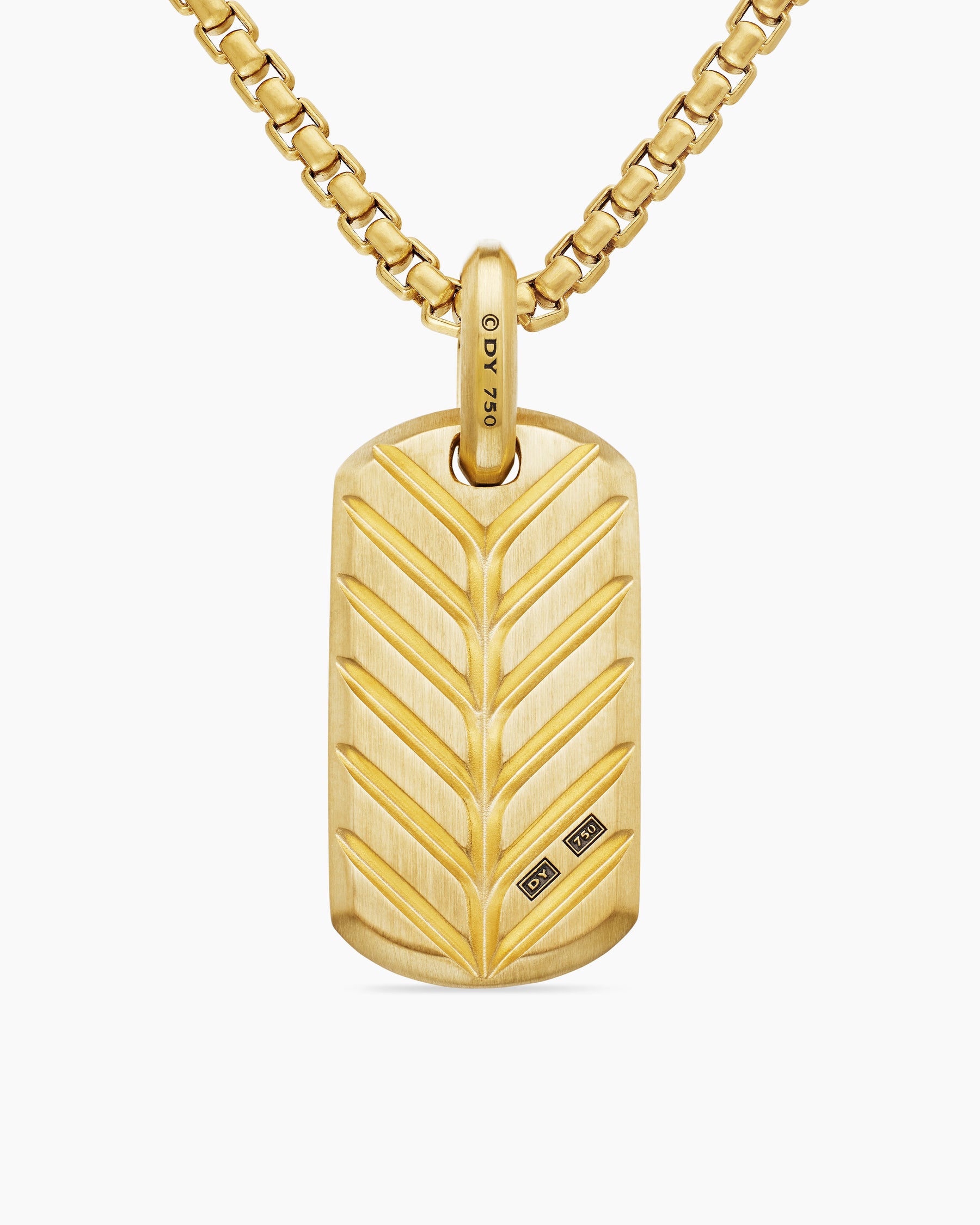 Chevron Tag in 18K Yellow Gold with Black Onyx, 27mm - Image 4