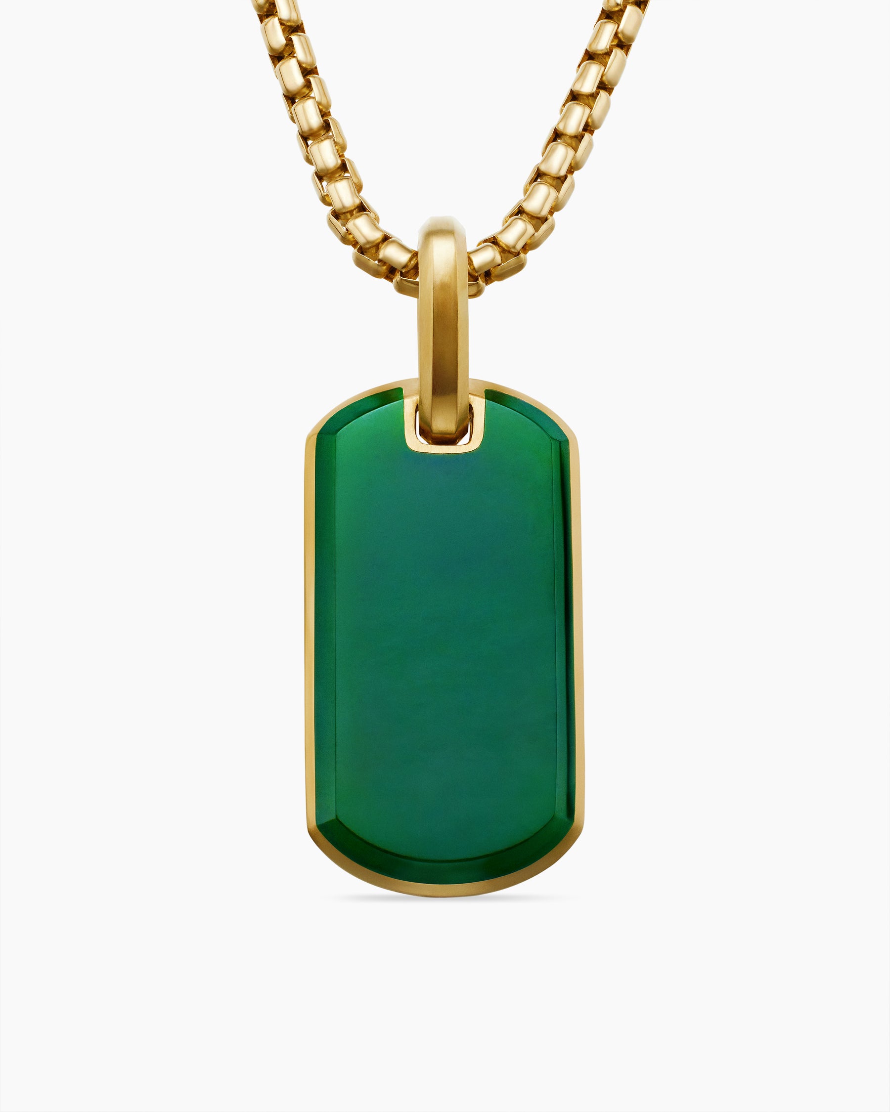 Chevron Tag in 18K Yellow Gold with Nephrite Jade, 27mm