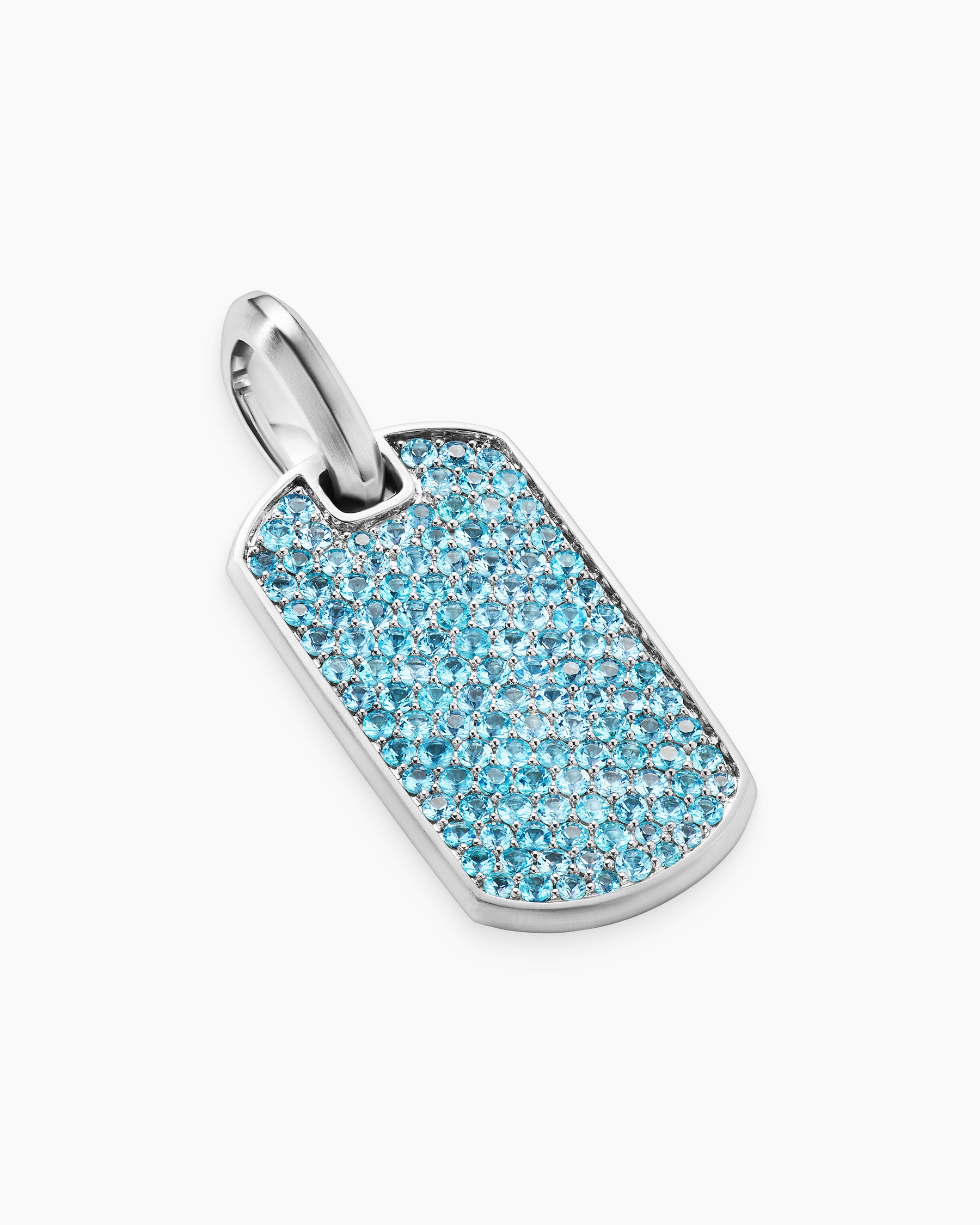 Alternative view of Chevron Tag in 18K White Gold with Paraiba Tourmalines, 27mm