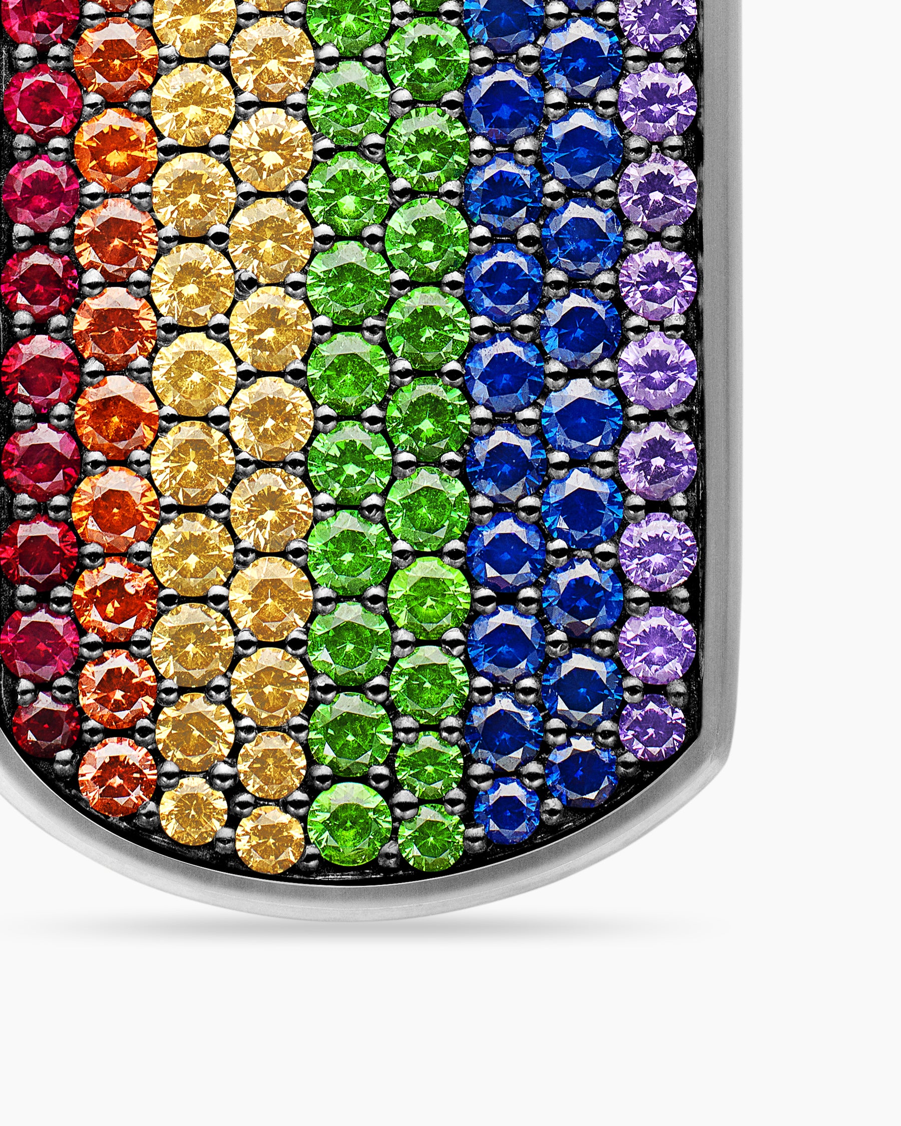 Chevron Tag in Sterling Silver with Rainbow Pavé, 27mm - Image 5