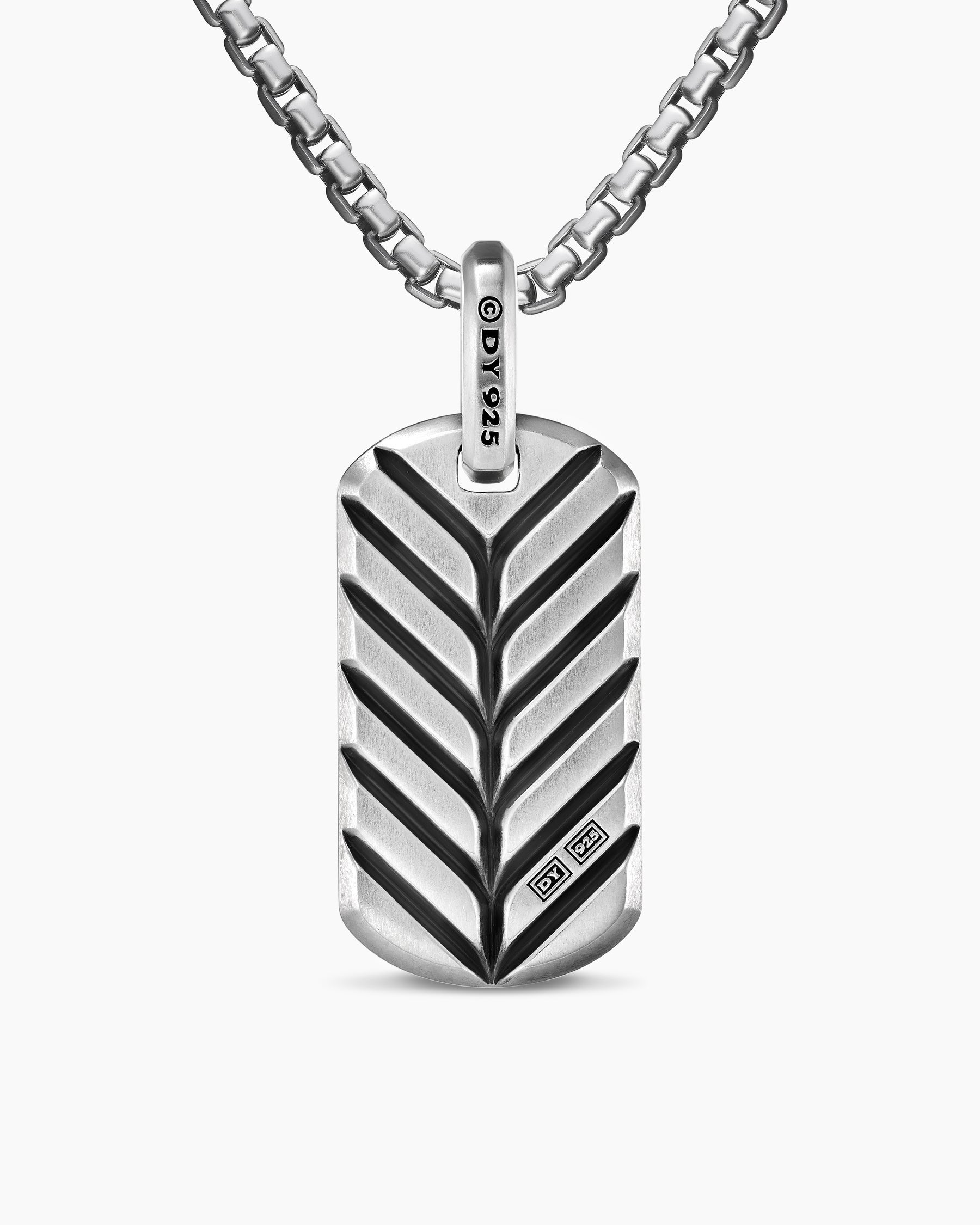 Chevron Tag in Sterling Silver with Black Onyx, 27mm - Image 4