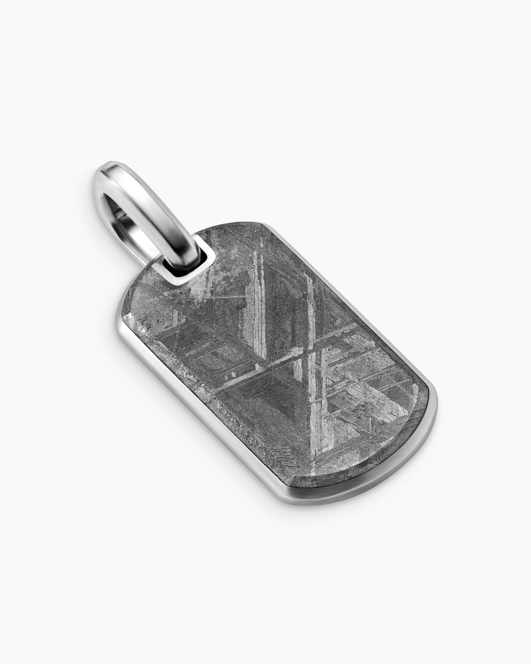 Chevron Tag in Sterling Silver with Meteorite, 27mm - Image 3