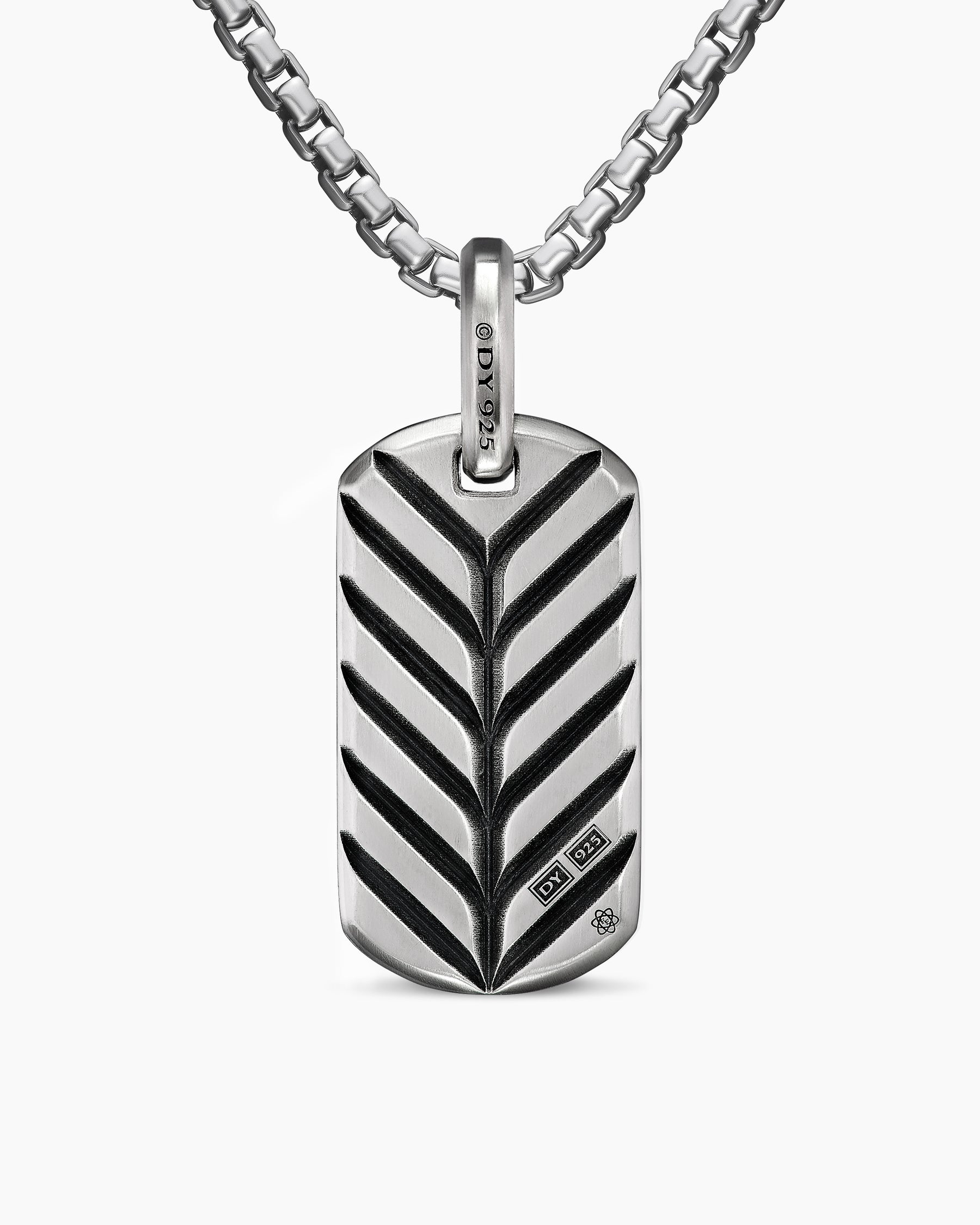Chevron Tag in Sterling Silver with Meteorite, 27mm - Image 4