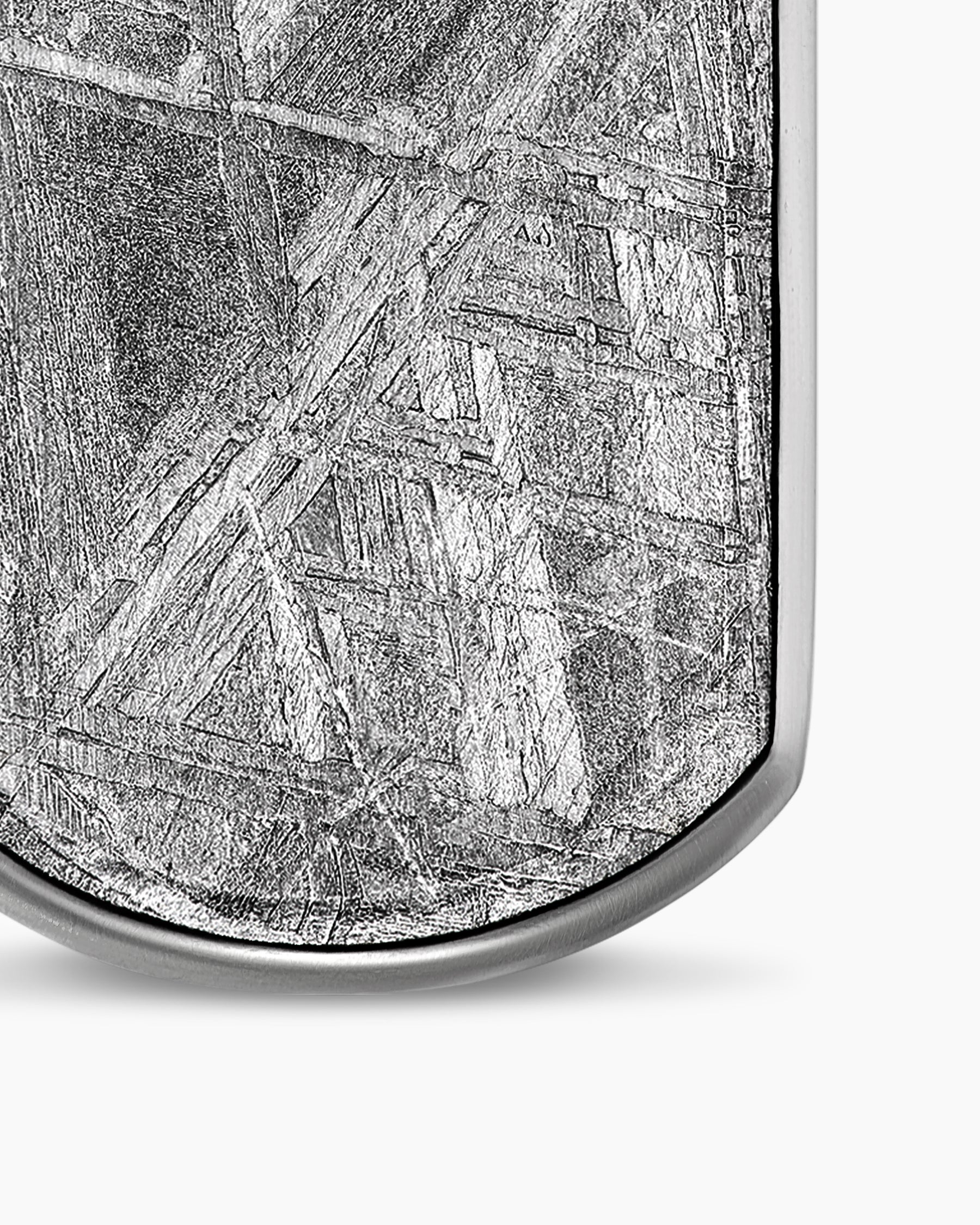 Chevron Tag in Sterling Silver with Meteorite, 27mm - Image 5