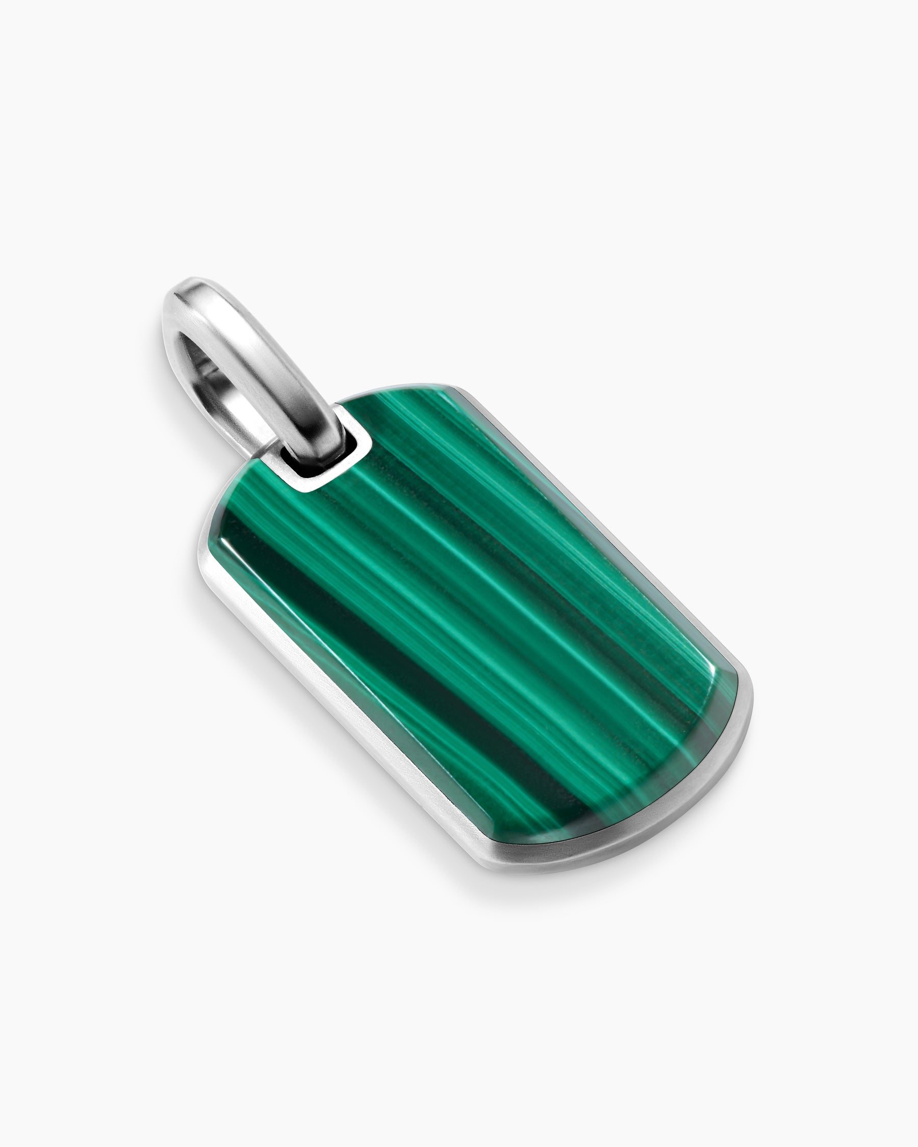 Chevron Tag in Sterling Silver with Malachite, 27mm - Image 3