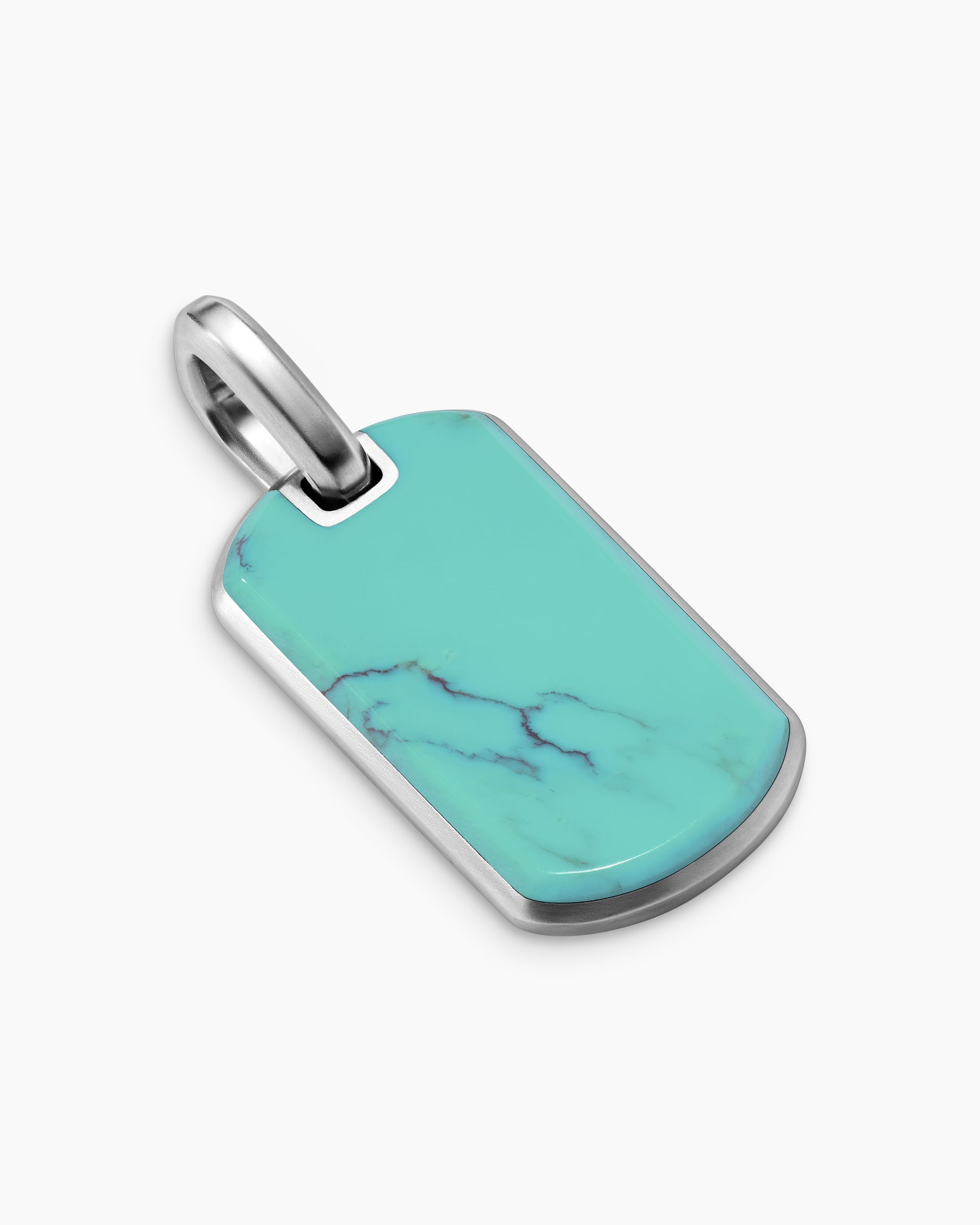 Chevron Tag in Sterling Silver with Turquoise, 27mm - Image 3