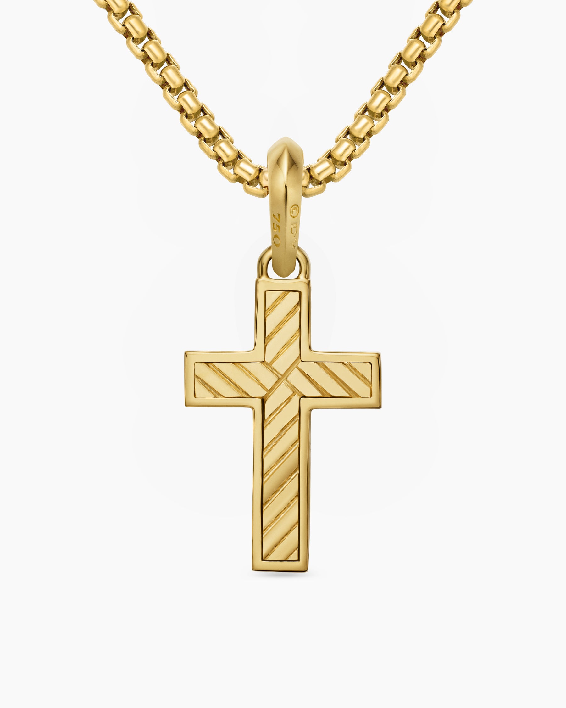Pavé Cross Pendant in 18K Yellow Gold with Diamonds, 23mm - Image 4
