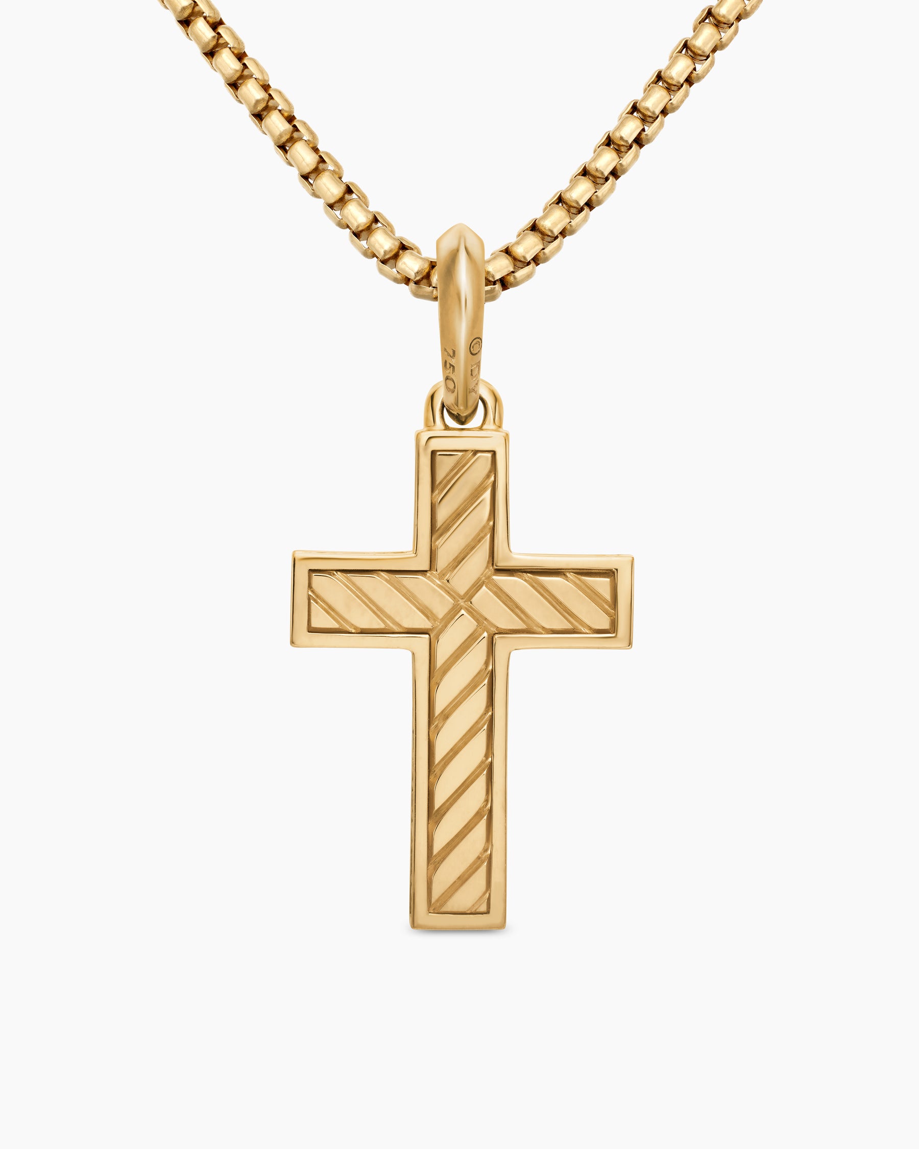 Pavé Cross Pendant in 18K Yellow Gold with Diamonds, 28mm - Image 4