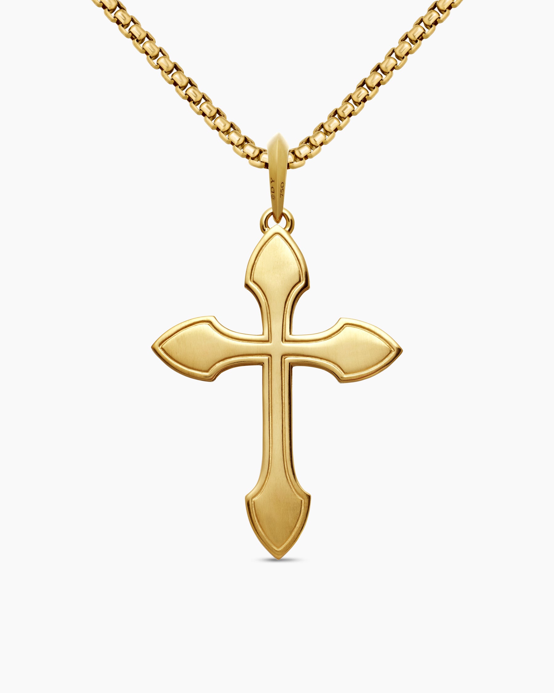 Gothic Cross Pendant in 18K Yellow Gold with Diamonds and Emeralds, 36.5mm - Image 4