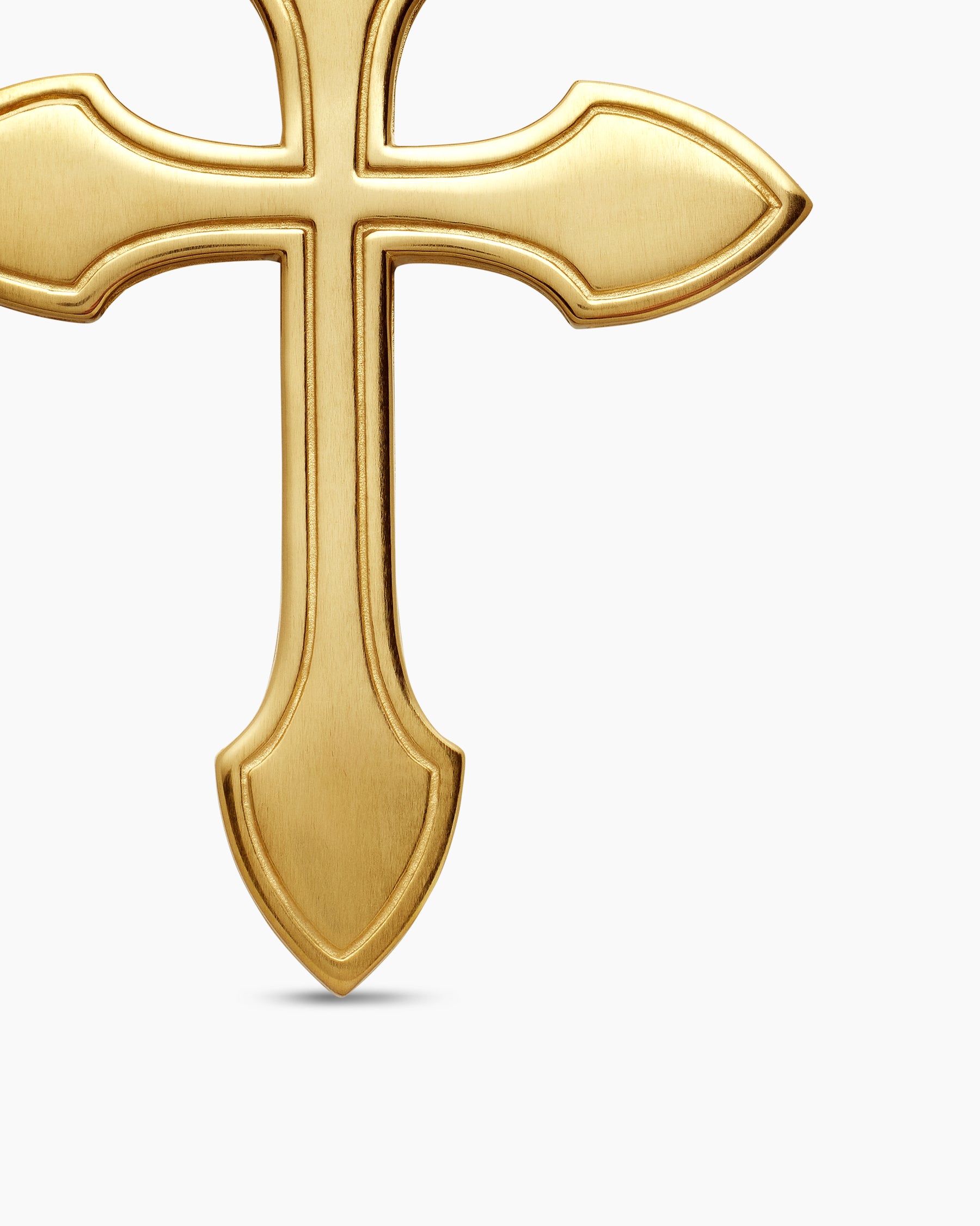 Gothic Cross Pendant in 18K Yellow Gold with Diamonds and Emeralds, 36.5mm - Image 6