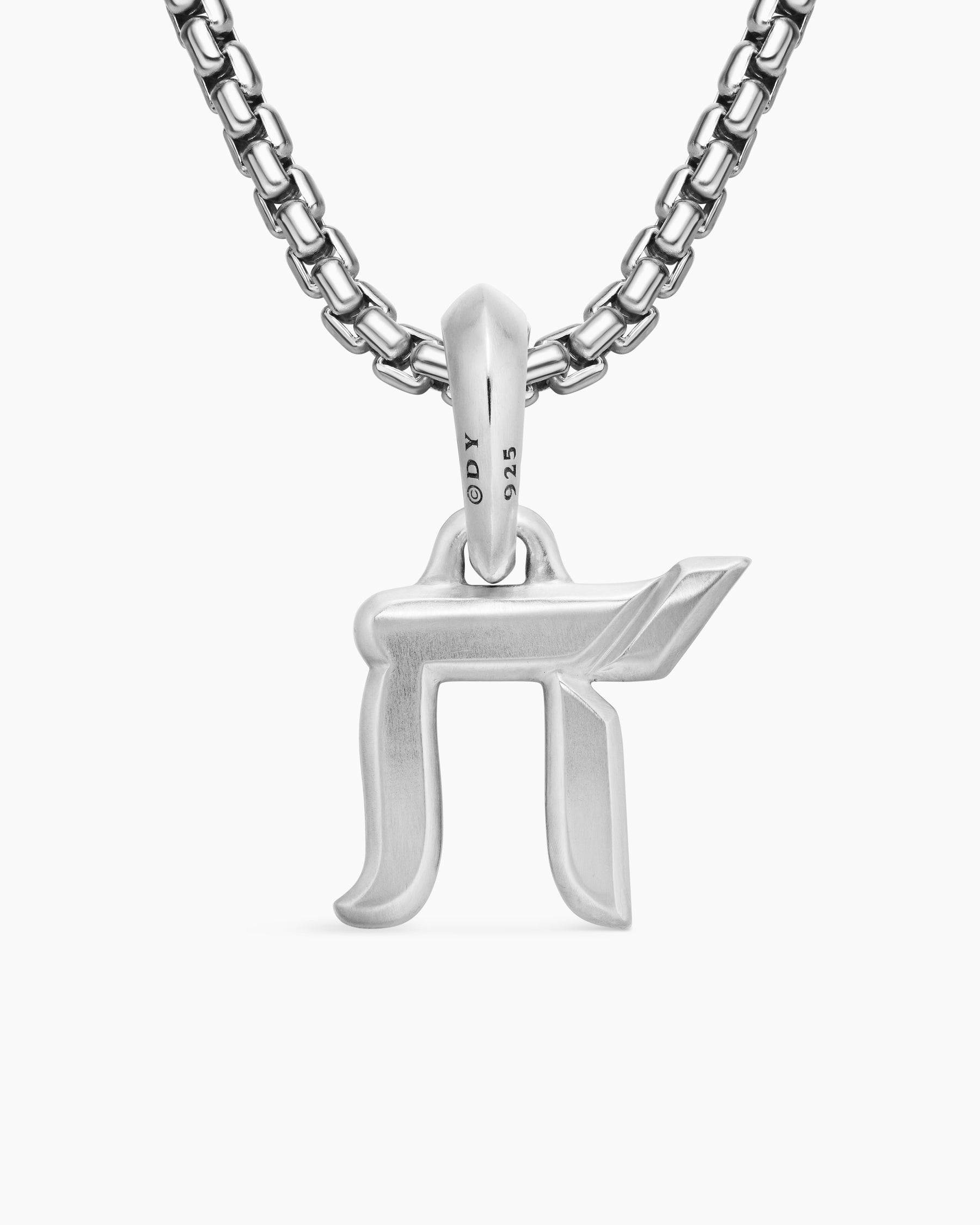 Chai Amulet in Sterling Silver with Black Diamonds, 17mm - Image 4