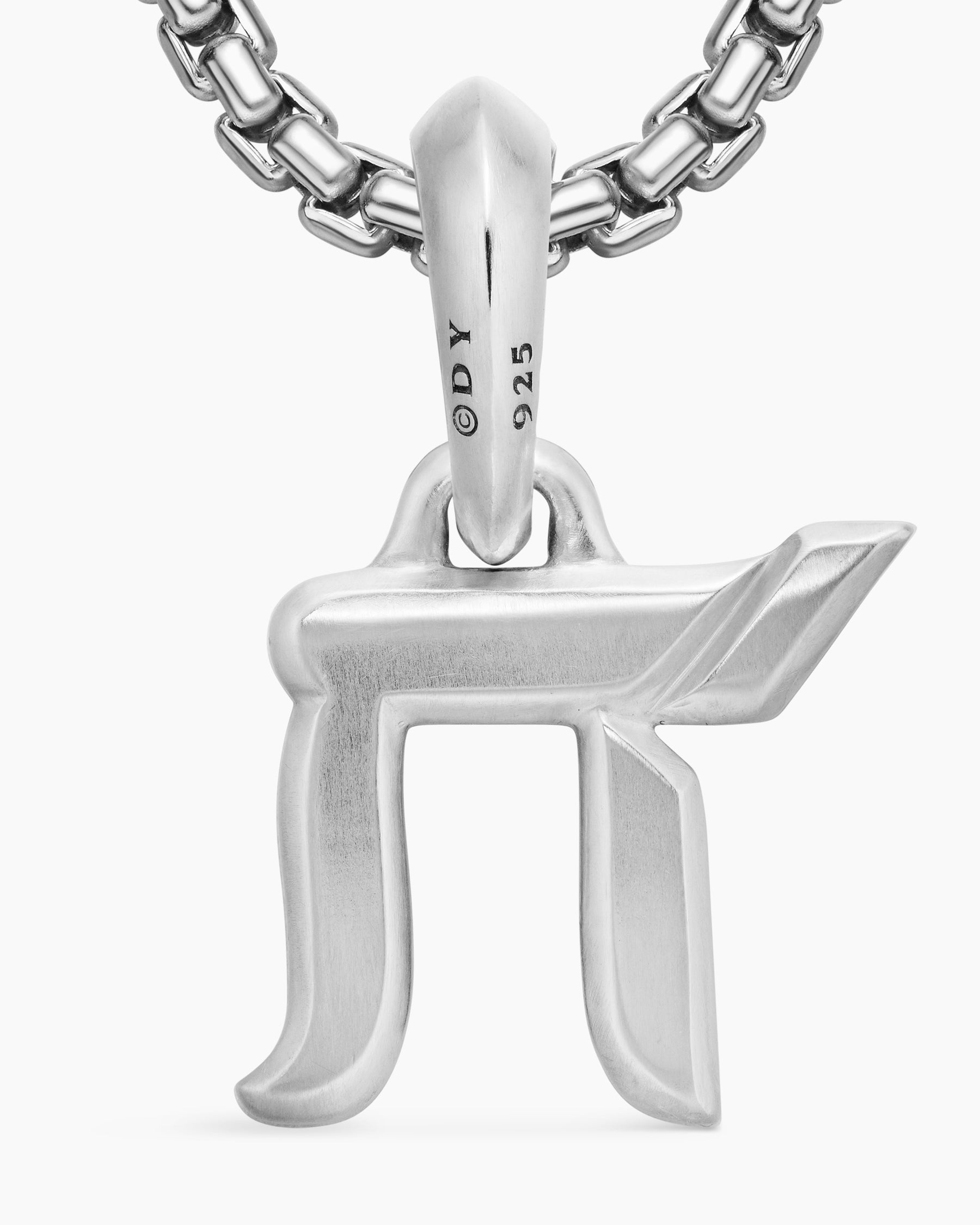Chai Amulet in Sterling Silver with Black Diamonds, 17mm - Image 6