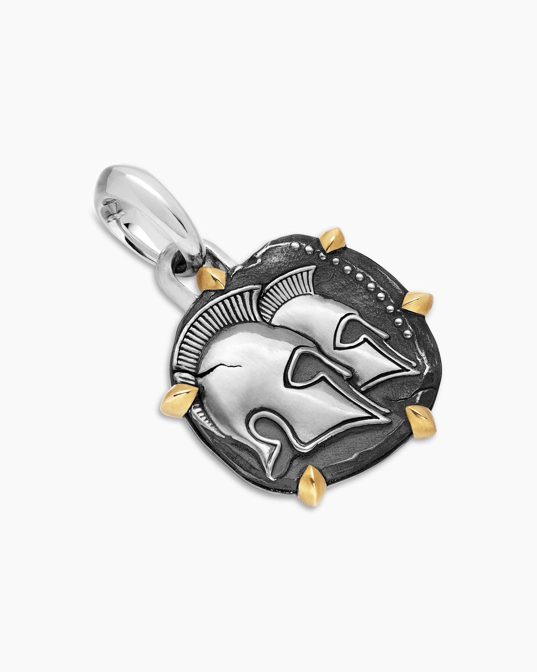 Gemini Amulet in Sterling Silver with 18K Yellow Gold, 23mm - Image 3