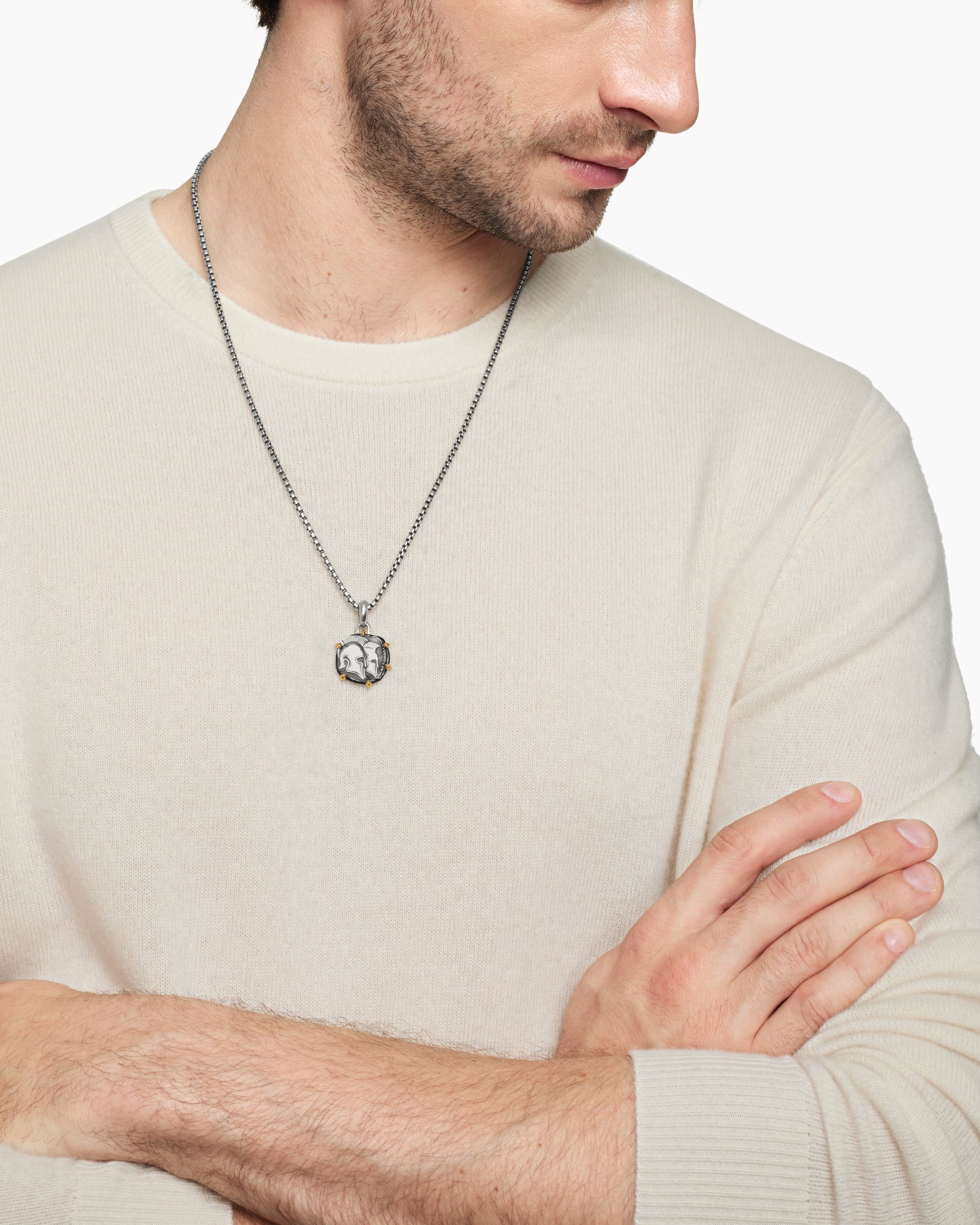 Alternative view of Gemini Amulet in Sterling Silver with 18K Yellow Gold, 23mm