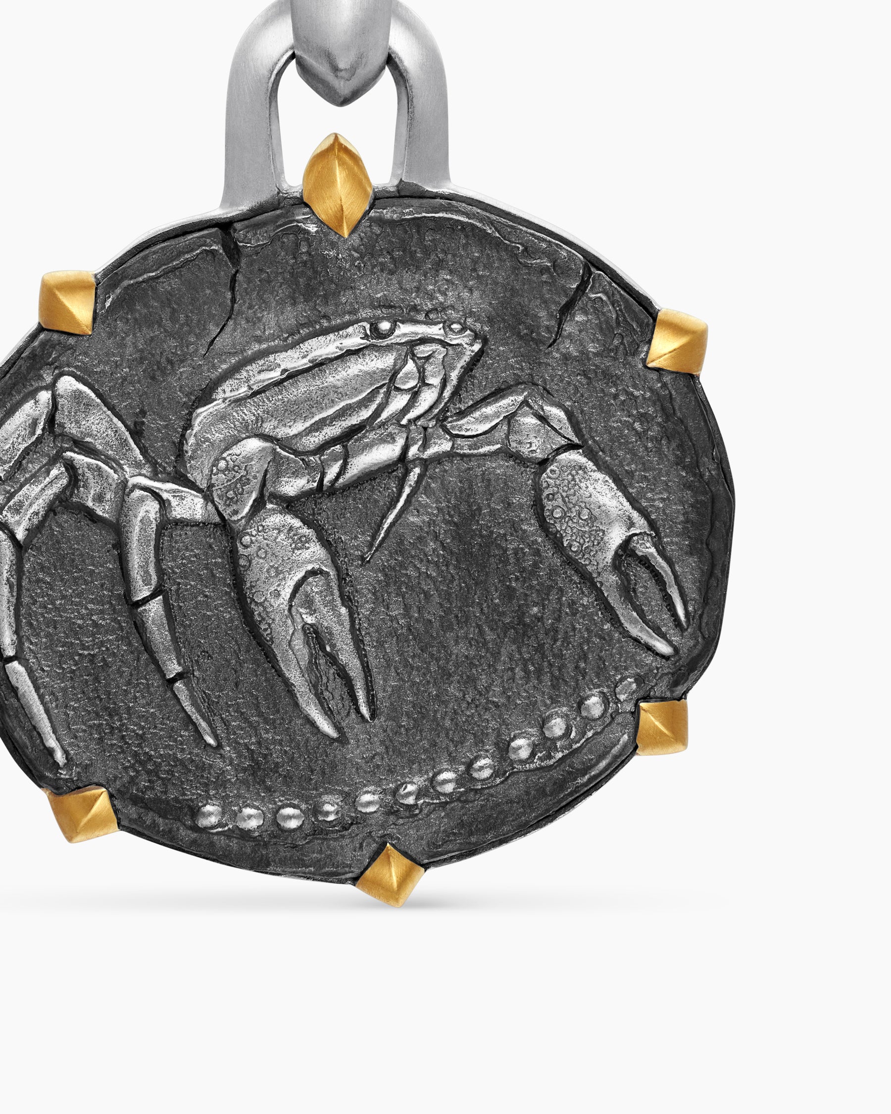 Cancer Amulet in Sterling Silver with 18K Yellow Gold, 23mm - Image 5