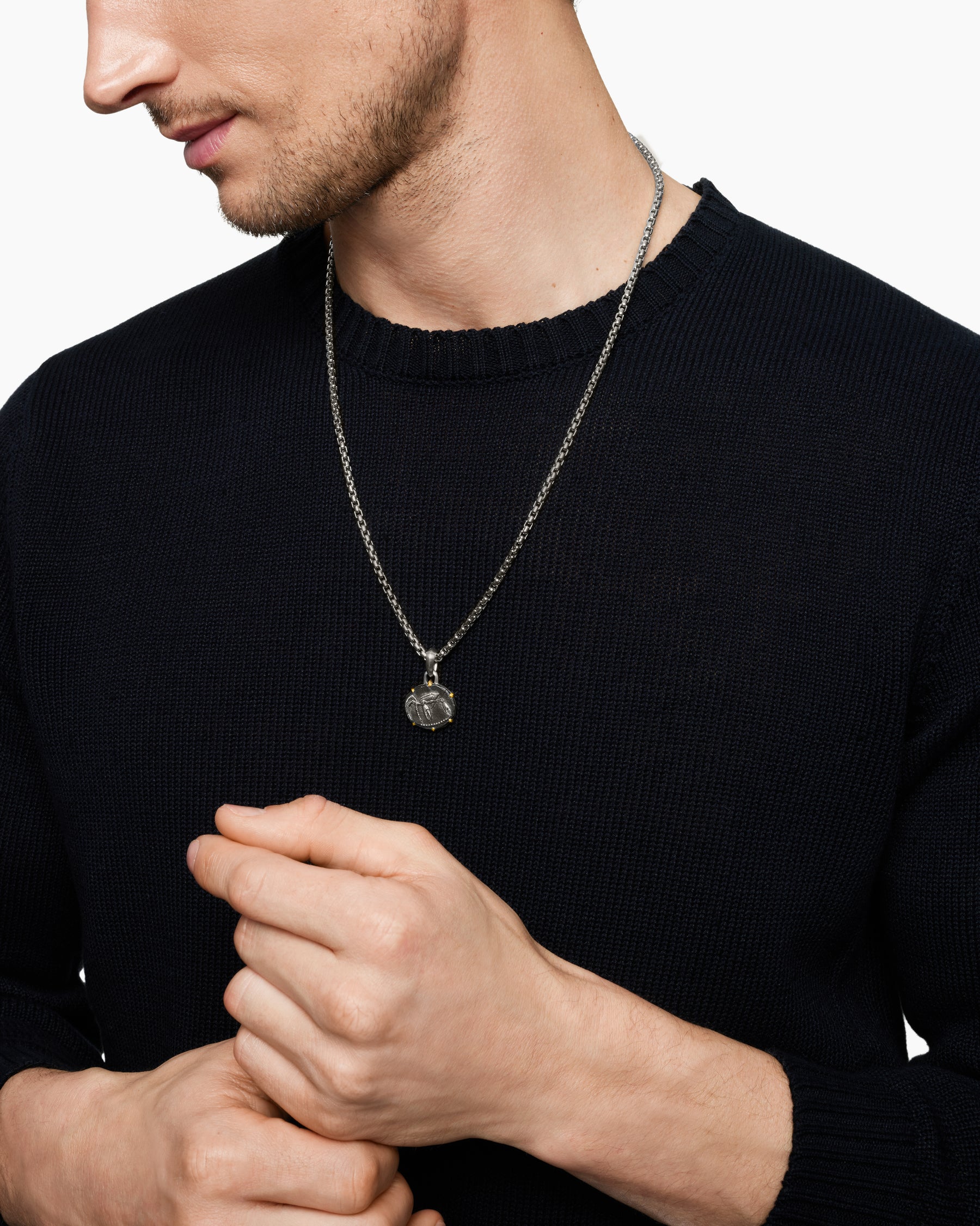 Cancer Amulet in Sterling Silver with 18K Yellow Gold, 23mm - Image 7