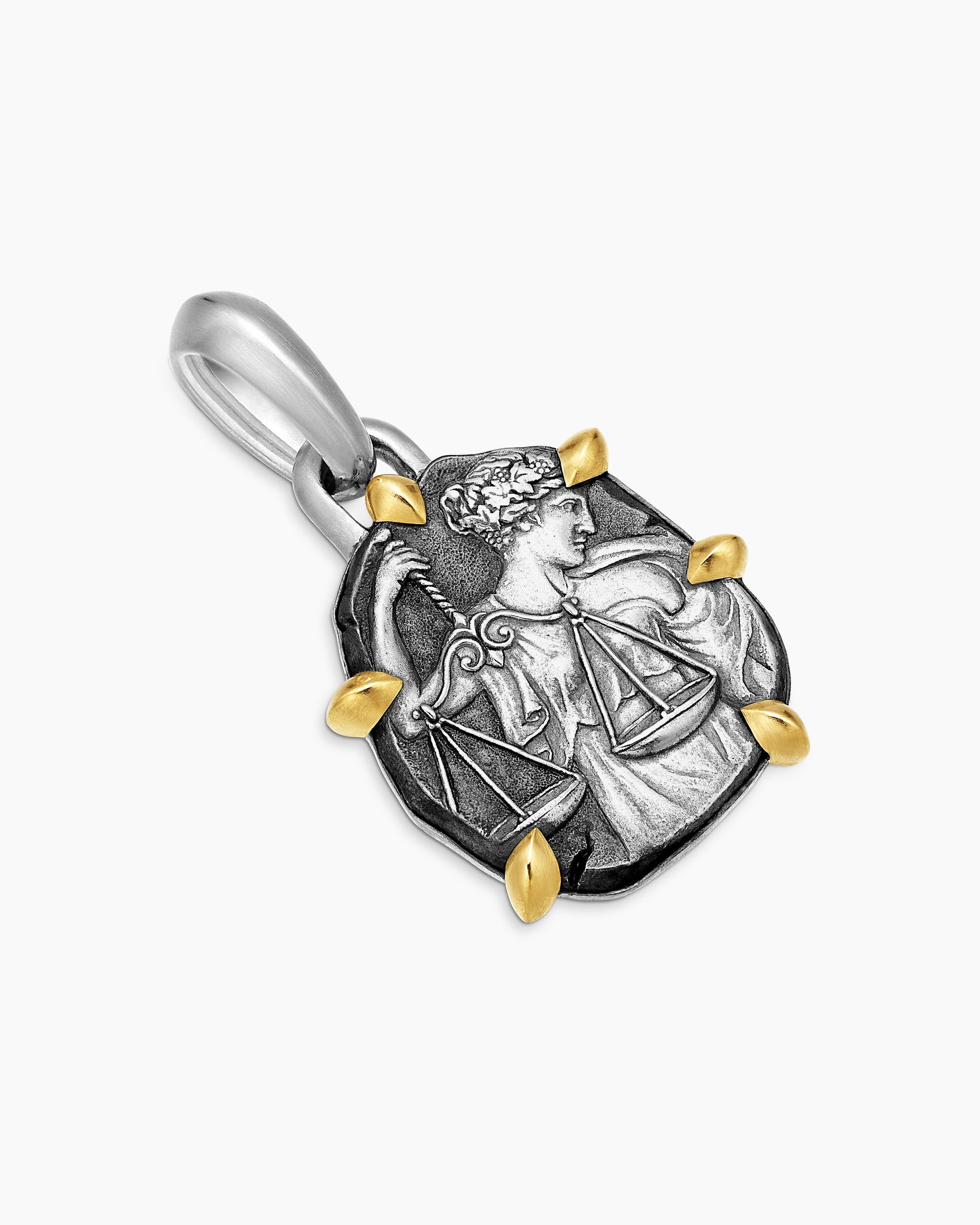 Libra Amulet in Sterling Silver with 18K Yellow Gold, 23mm - Image 3