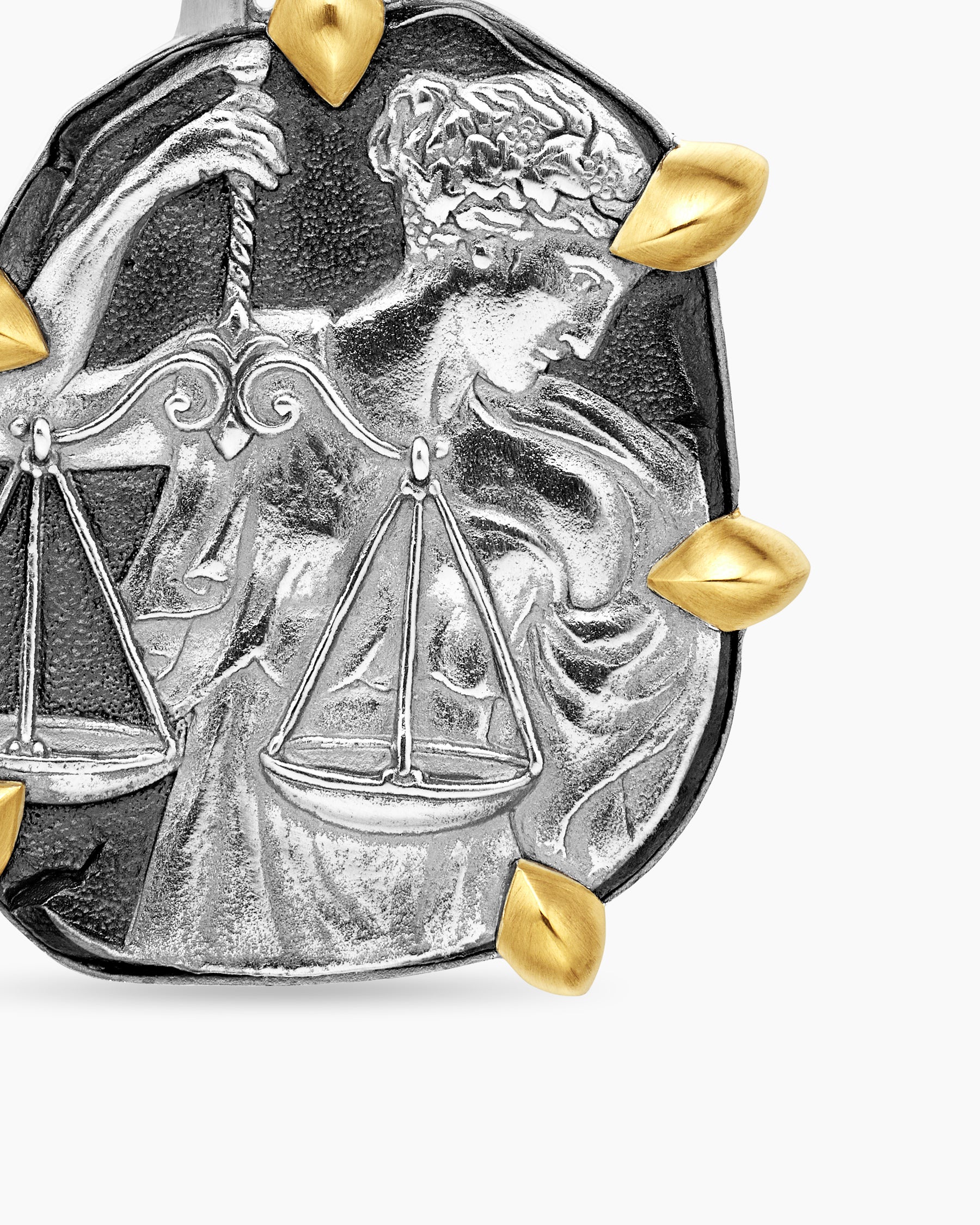 Libra Amulet in Sterling Silver with 18K Yellow Gold, 23mm - Image 5