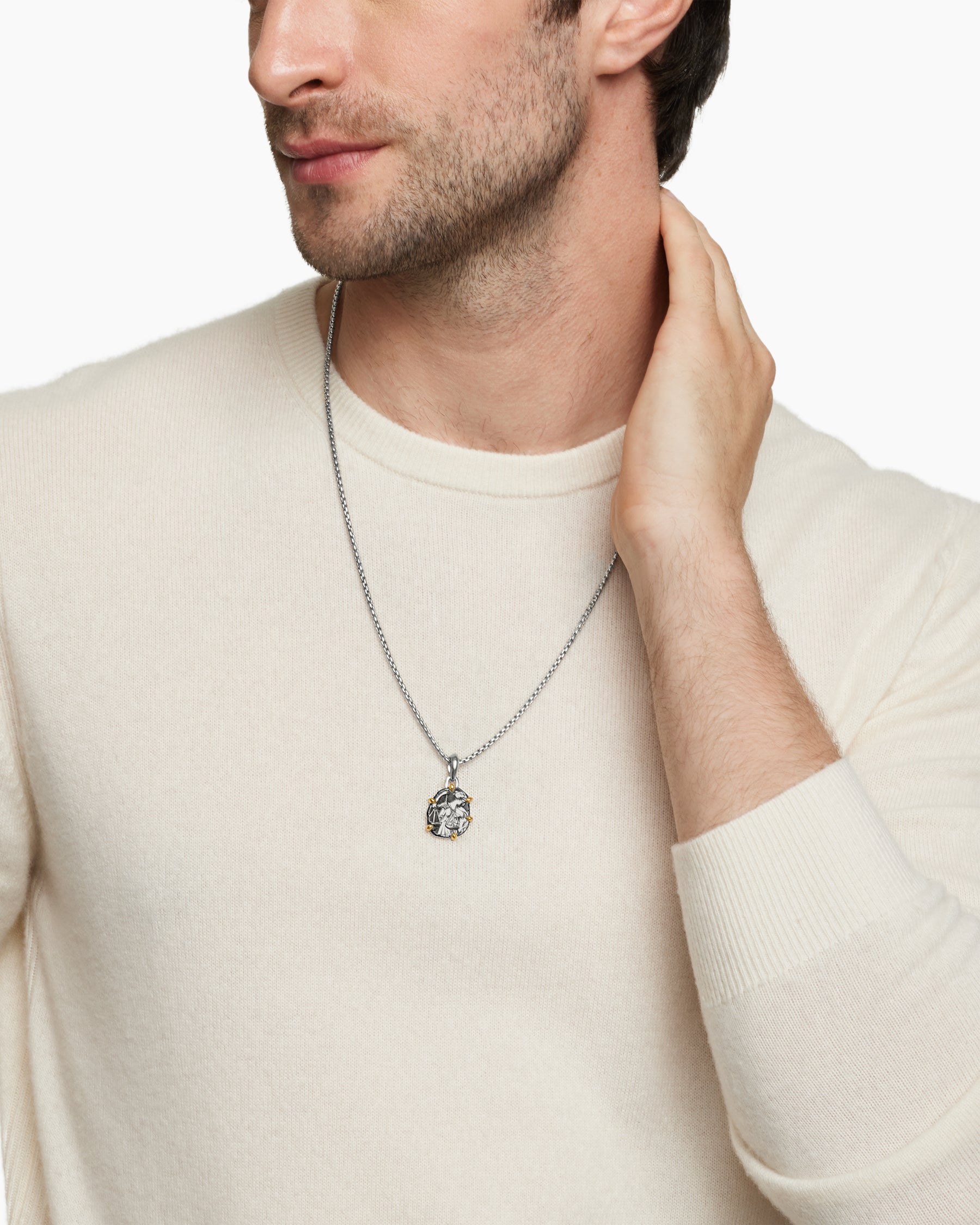Alternative view of Libra Amulet in Sterling Silver with 18K Yellow Gold, 23mm