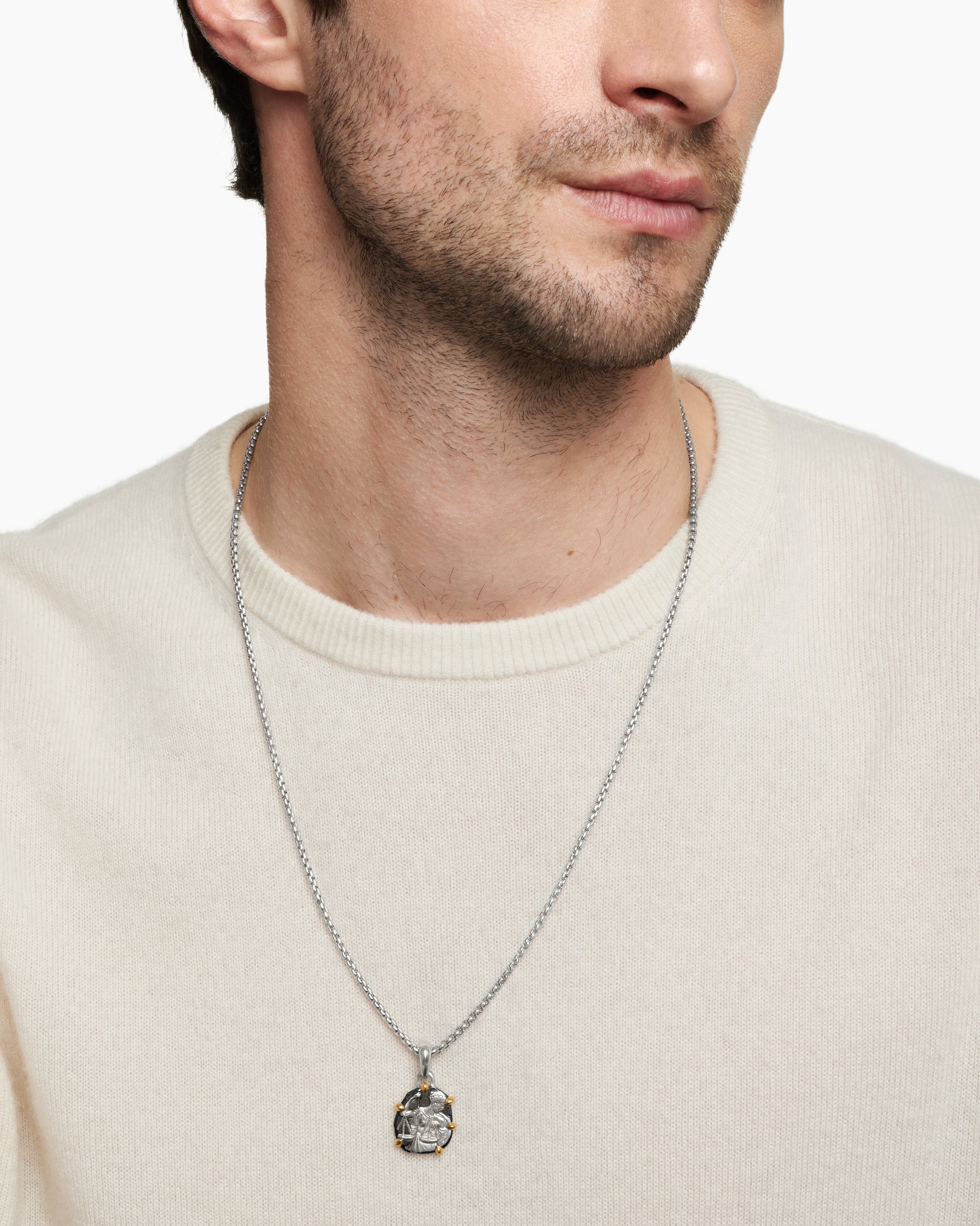 Libra Amulet in Sterling Silver with 18K Yellow Gold, 23mm - Image 7