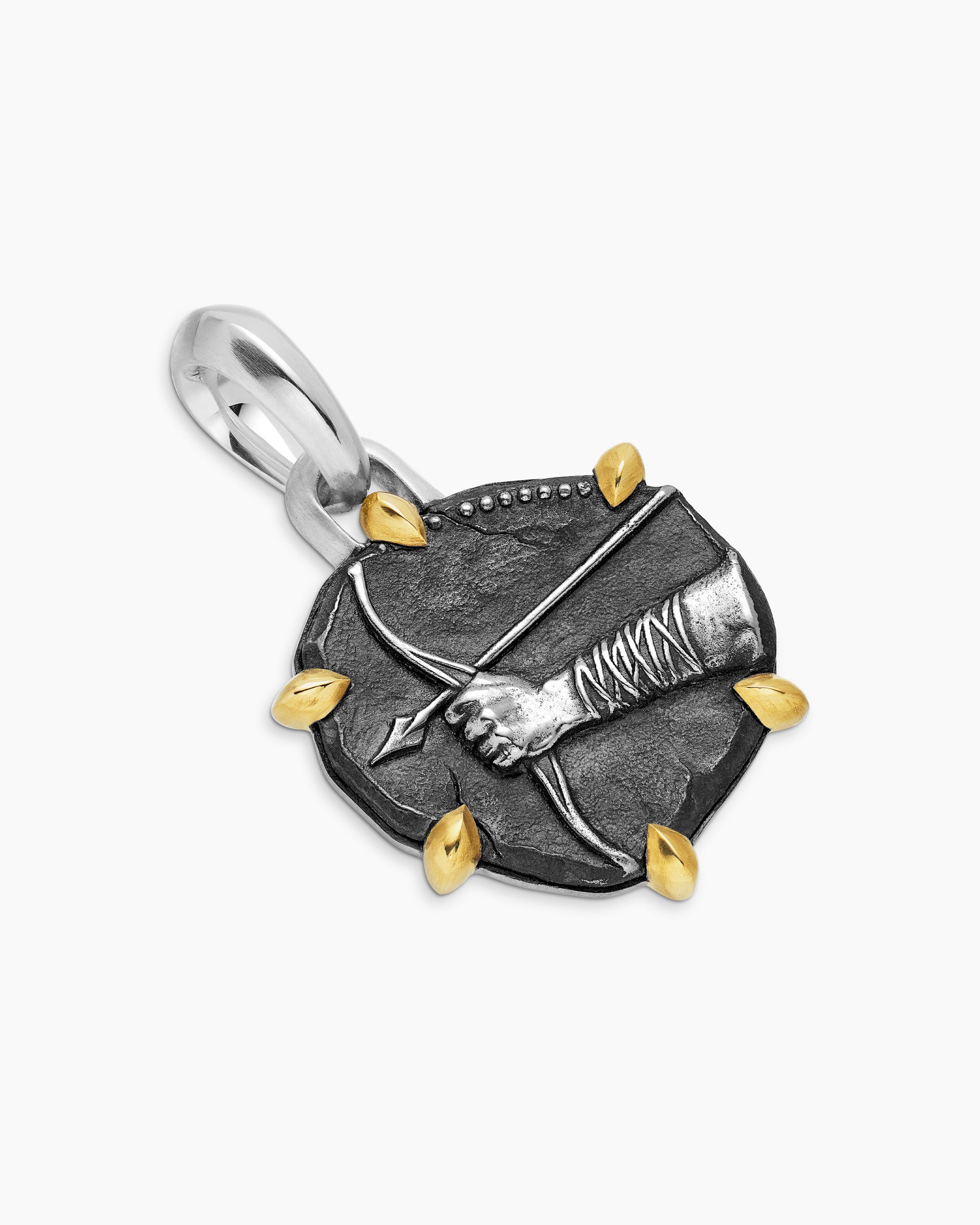 Sagittarius Amulet in Sterling Silver with 18K Yellow Gold, 23mm - Image 3