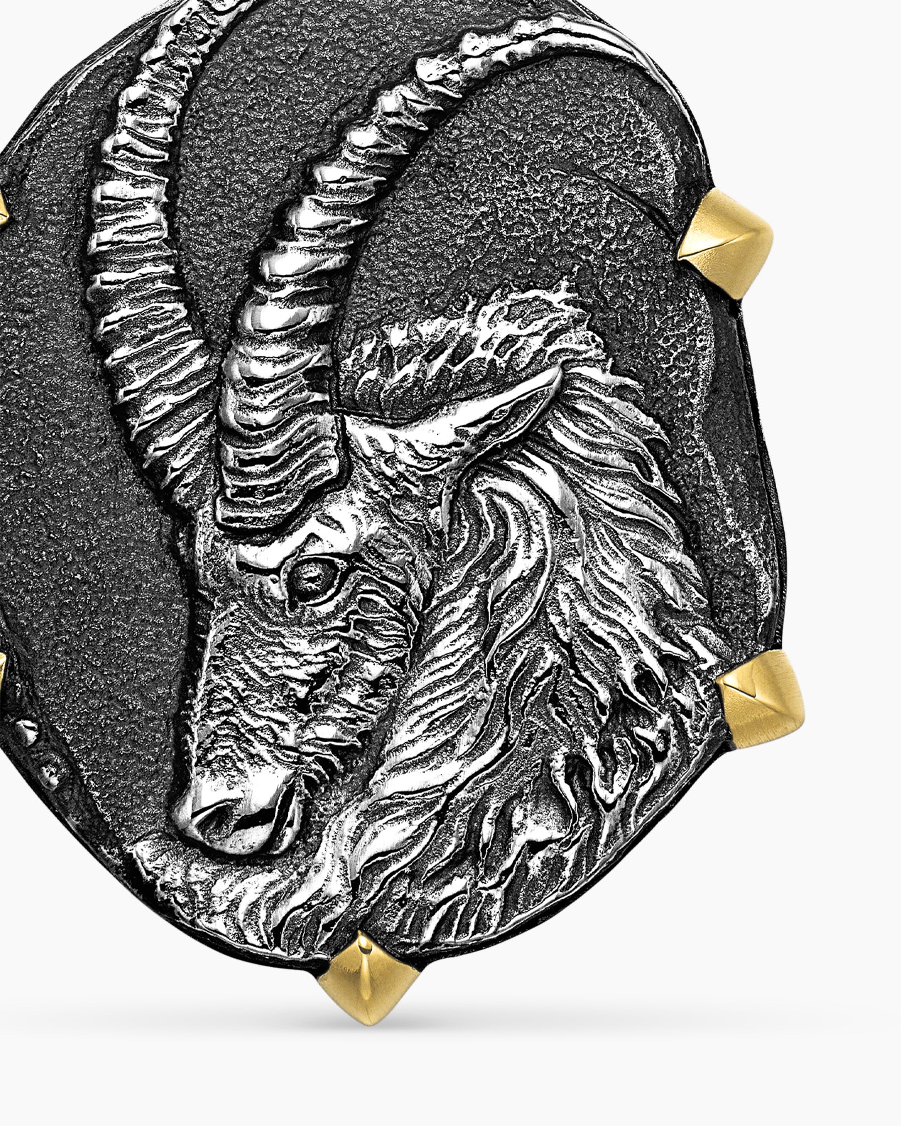 Capricorn Amulet in Sterling Silver with 18K Yellow Gold, 23mm - Image 5