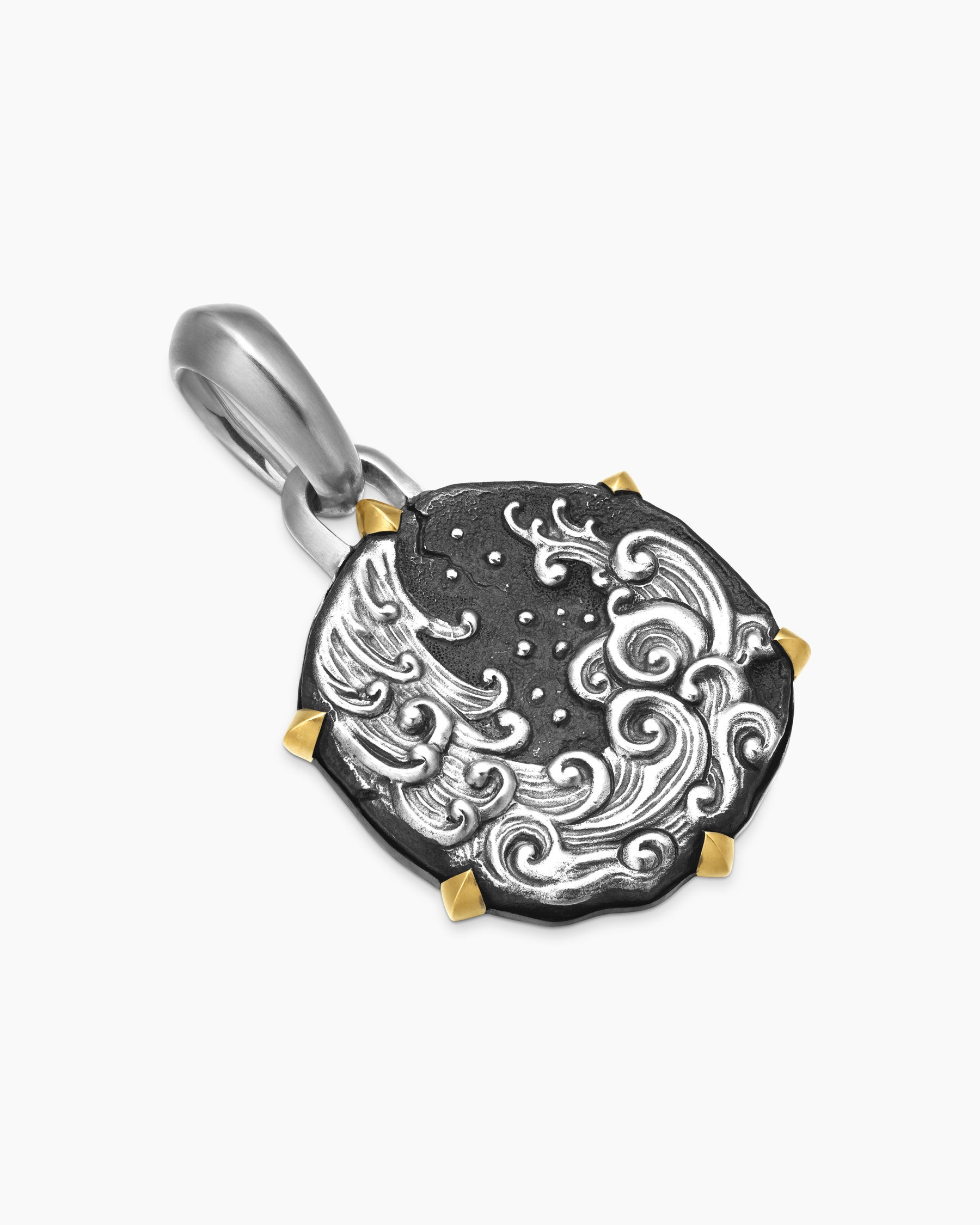 Aquarius Amulet in Sterling Silver with 18K Yellow Gold, 23mm - Image 3
